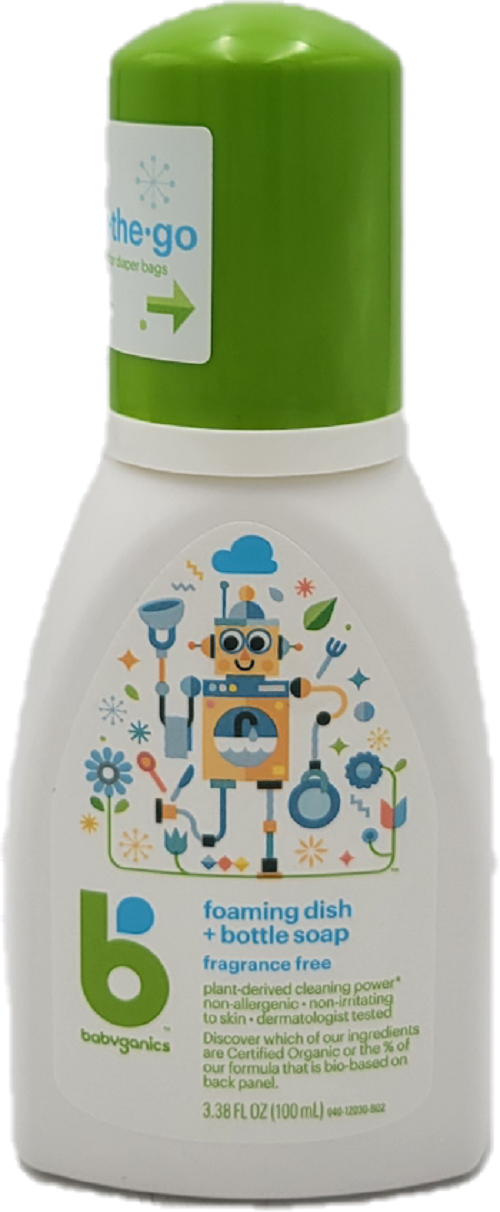 BABYGANICS FOAMING DISH SOAP TRAVEL FRAGRANCE FREE 3.38oz US