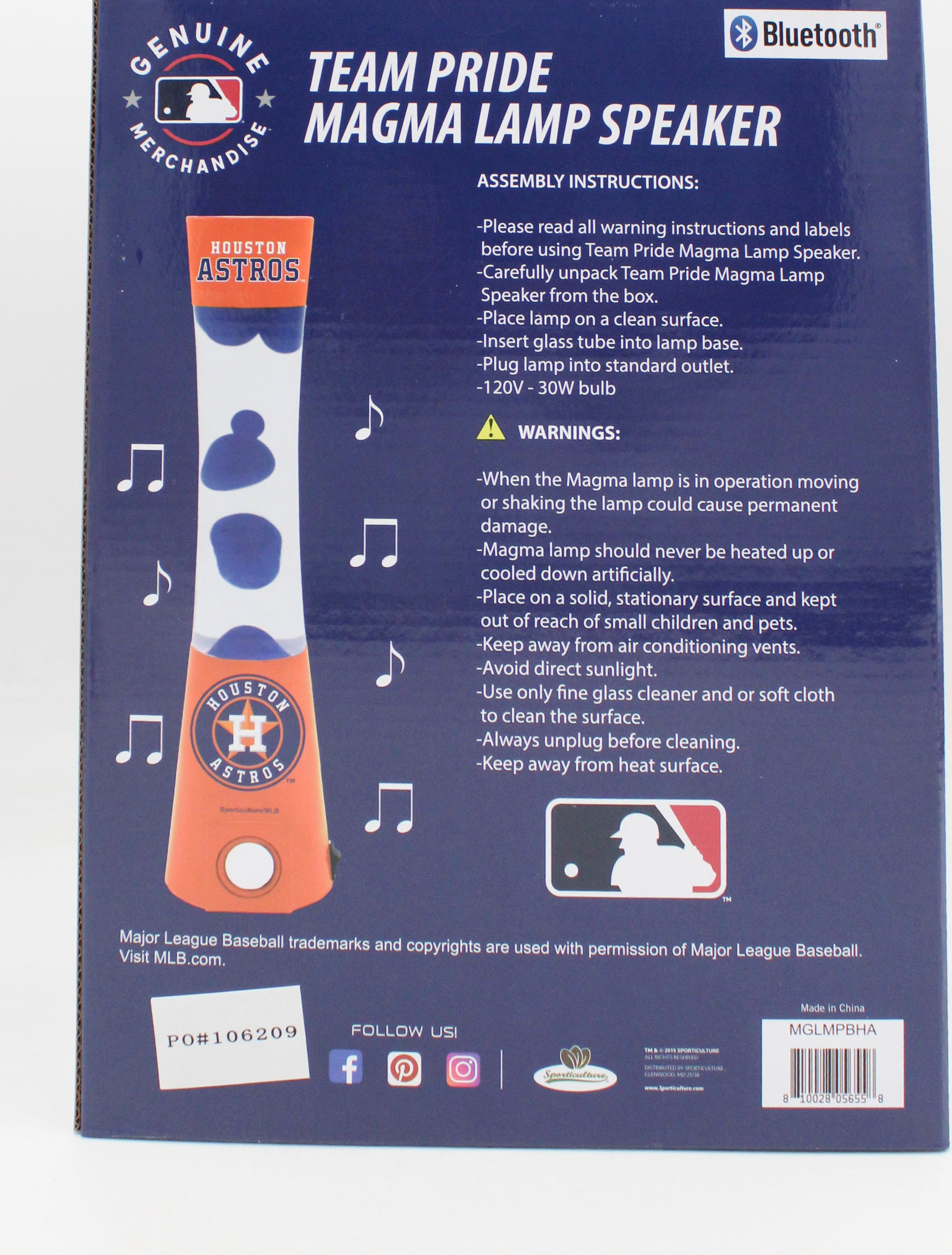 HOUSTON ASTROS LAVA LAMP SPEAKER 16.5"