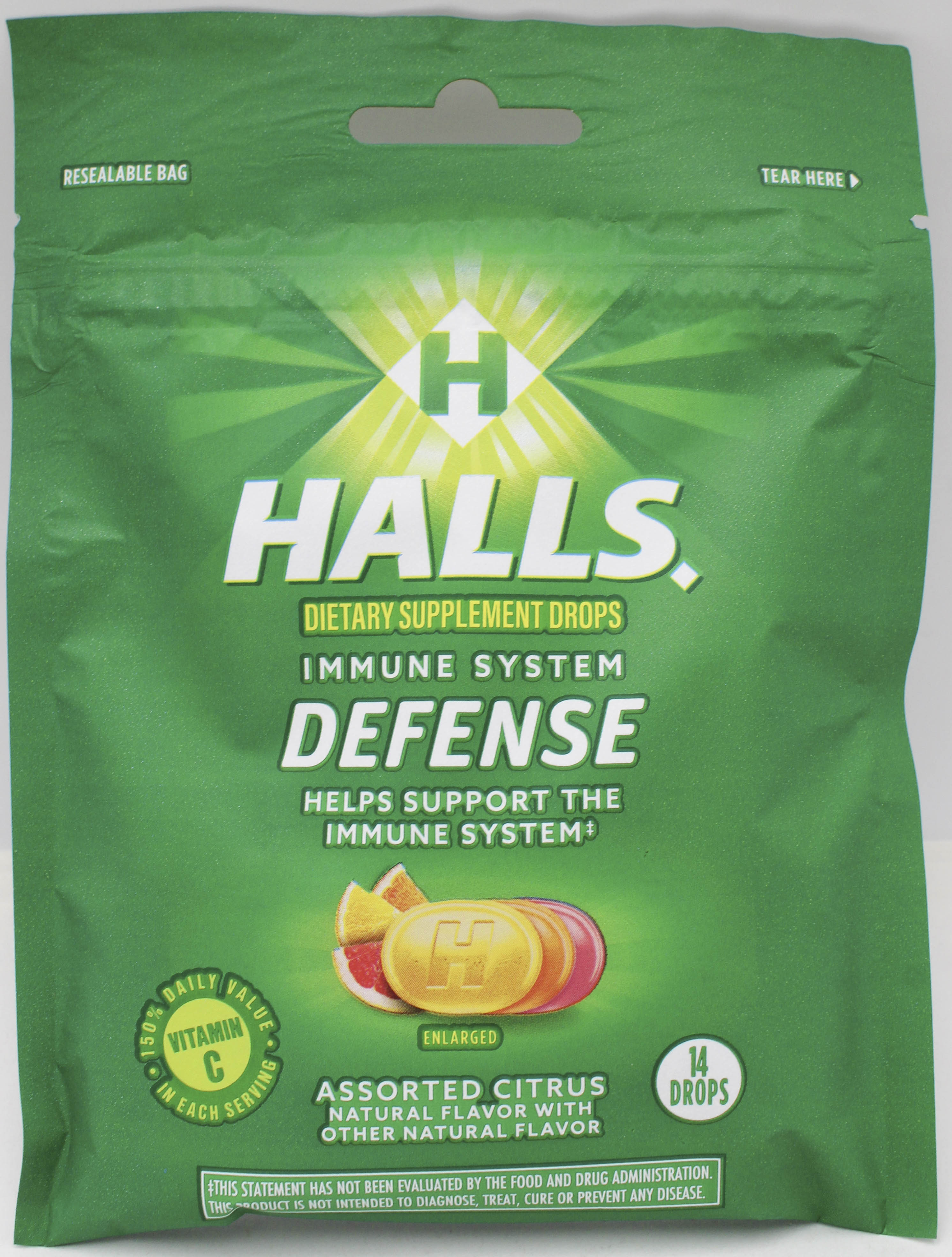 HALLS DEFENSE 14 PC ASSORTED CITRUS BAG BB 11/3/26