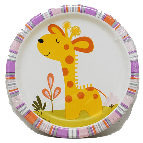 RND PAPER PLATE HAPPY JUNGLE GIRAFFE 6 7/8"/8CT