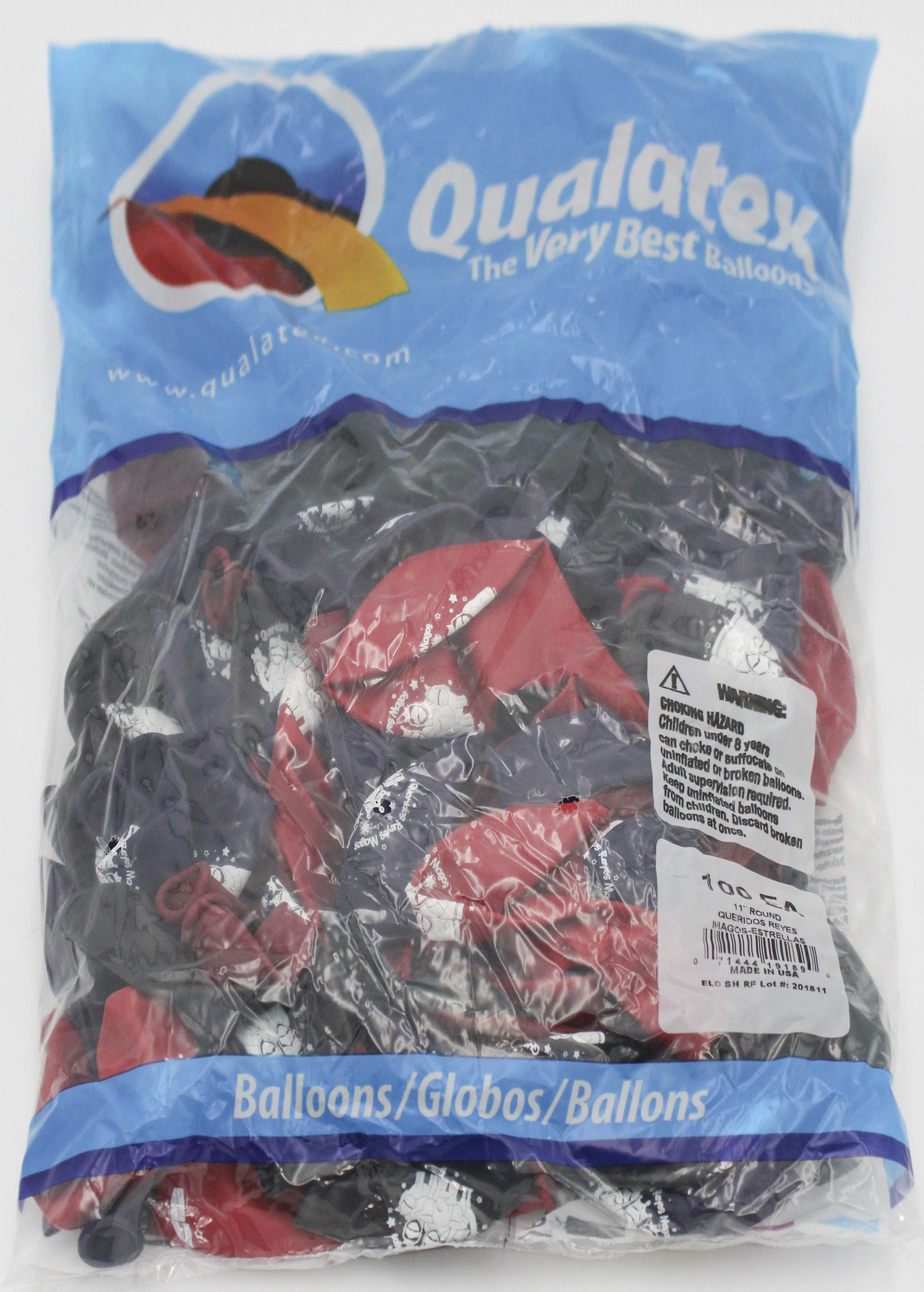 11" ROUND QX LATEX BALLOON AST 100CT QUERIDOS REYES MAGOS-ESTRELLAS