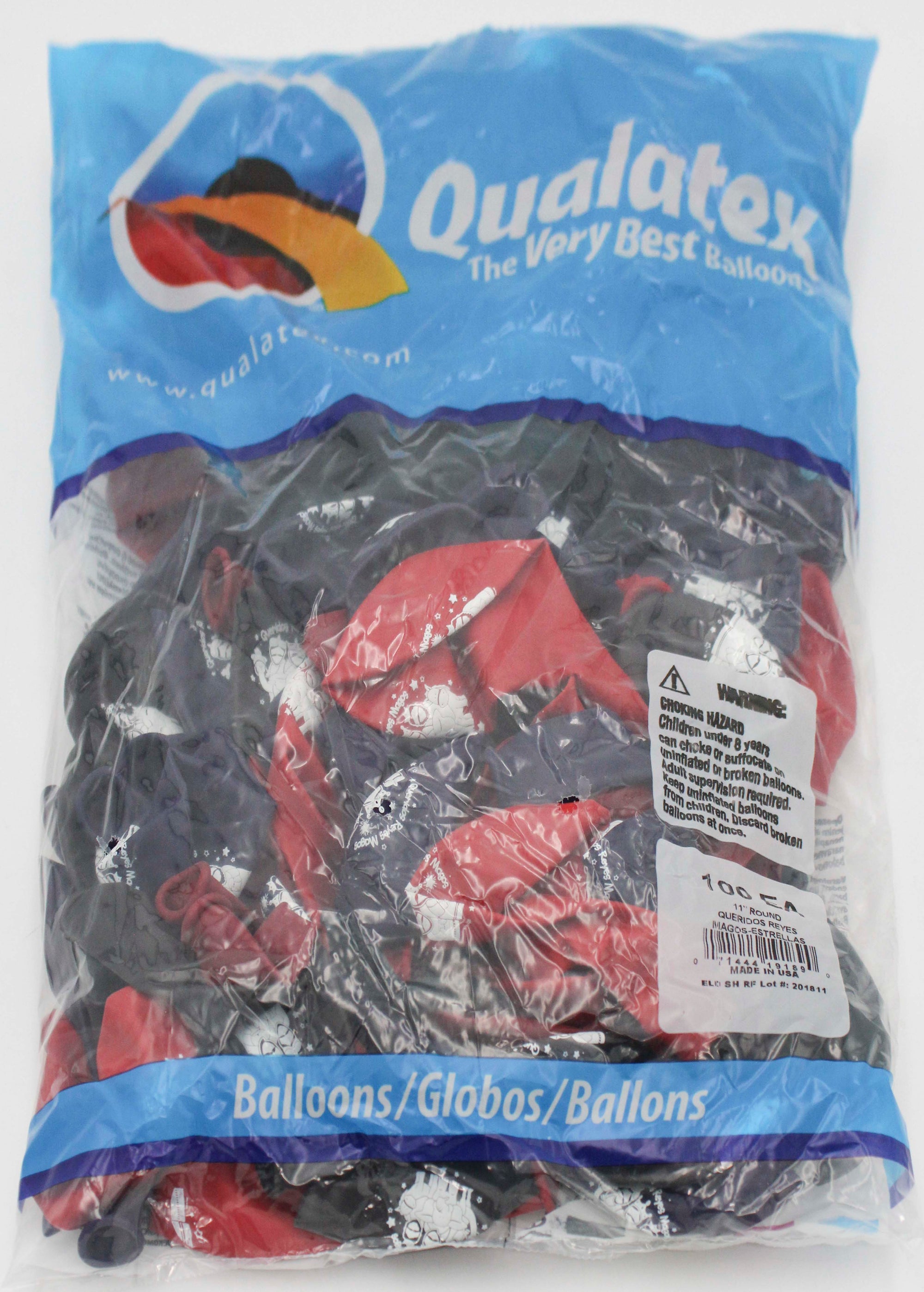 11" ROUND QX LATEX BALLOON AST 100CT QUERIDOS REYES MAGOS-ESTRELLAS