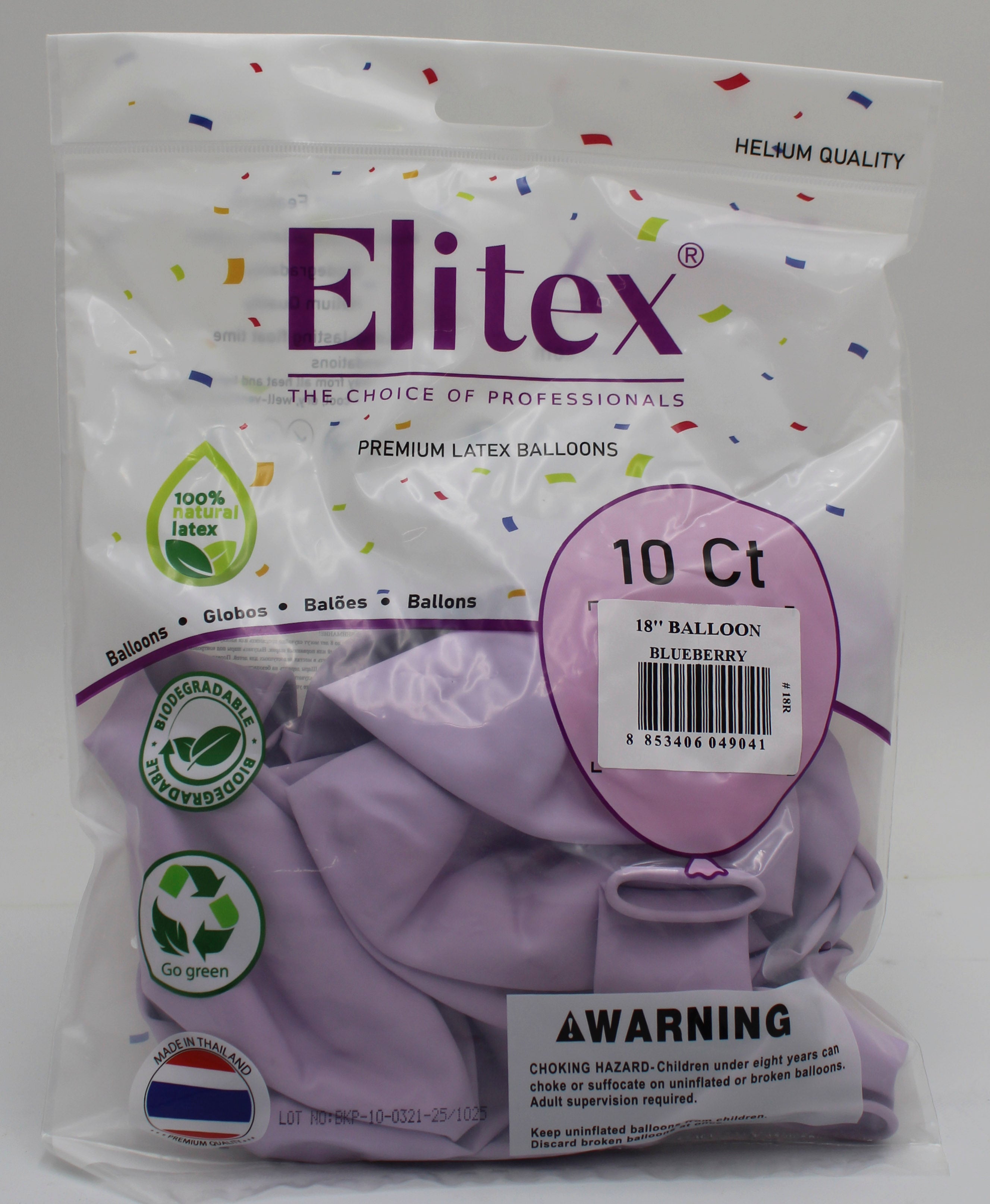 ELITEX 18" SMOOTHIE BLUEBERRY ROUND BALLOON, 10 PACK