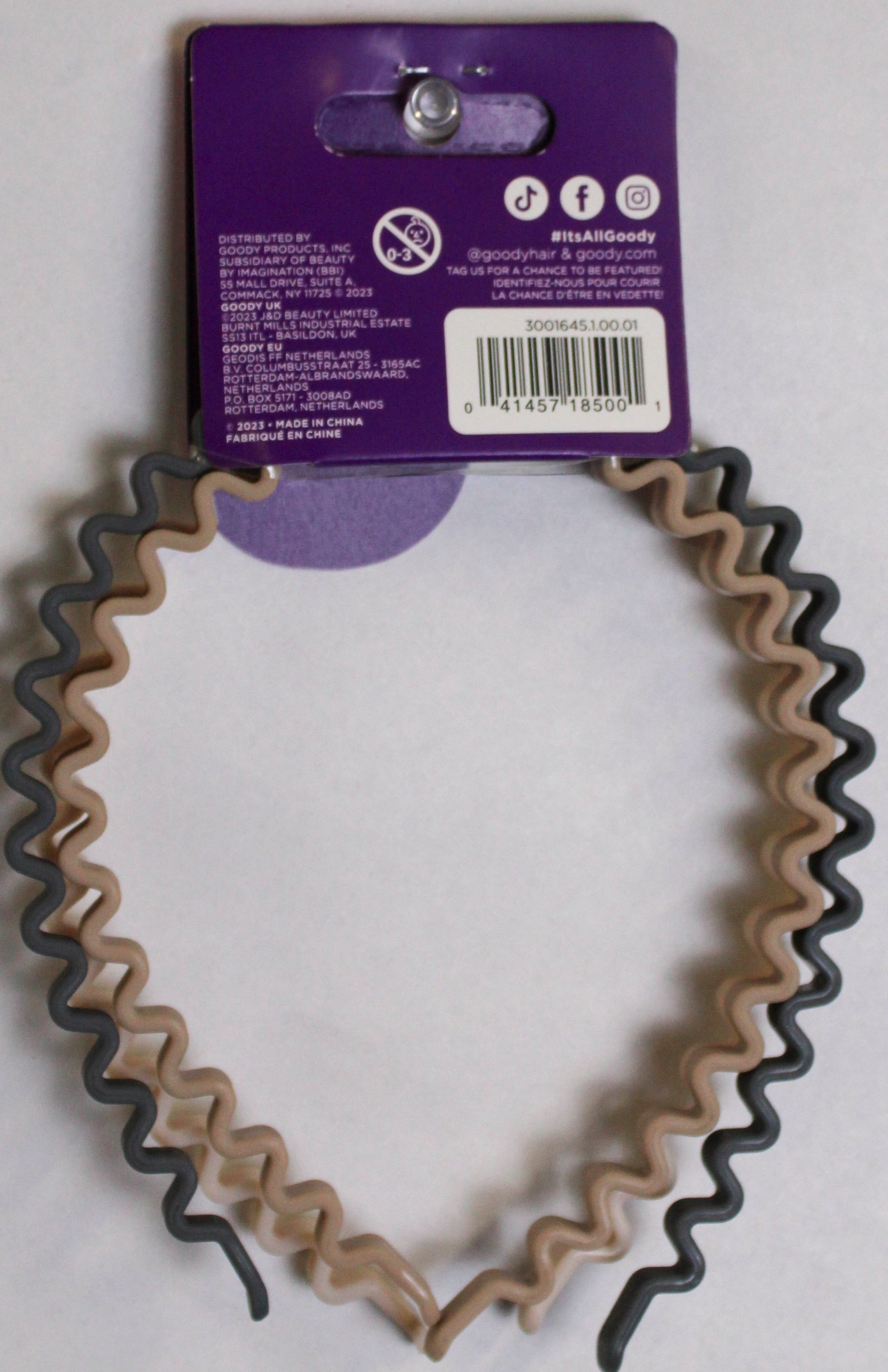 GOODY ZIGZAG HEADBANDS ASSORTED COLORS 3ct NI