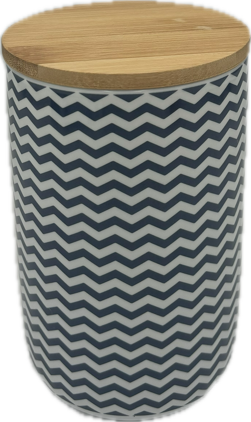 CERAMIC TREAT CANISTER - FRENCH BLUE CHEVRON