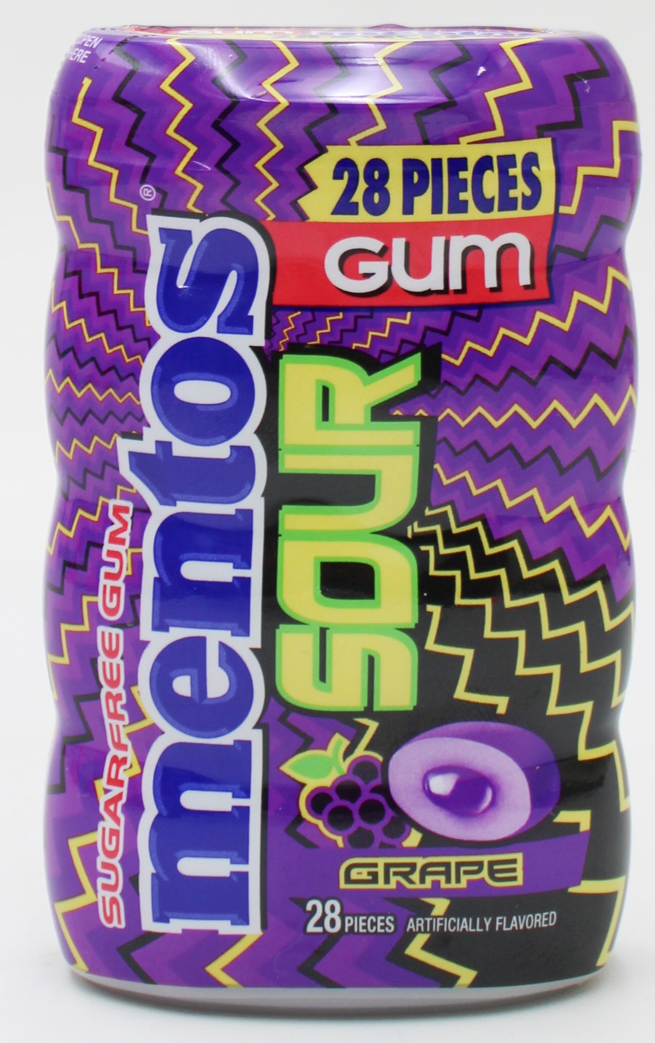 MENTOS SUGAR-FREE CHEWING GUM, SOUR GRAPE, 28-PIECE PACK BB 1/21/27 NI