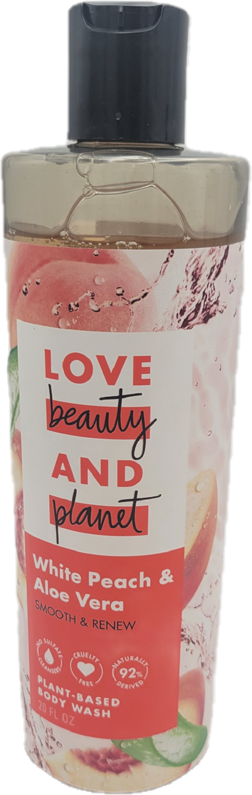 LOVE BEAUTY PLANET BODY WASH WHITE PEACH 20oz