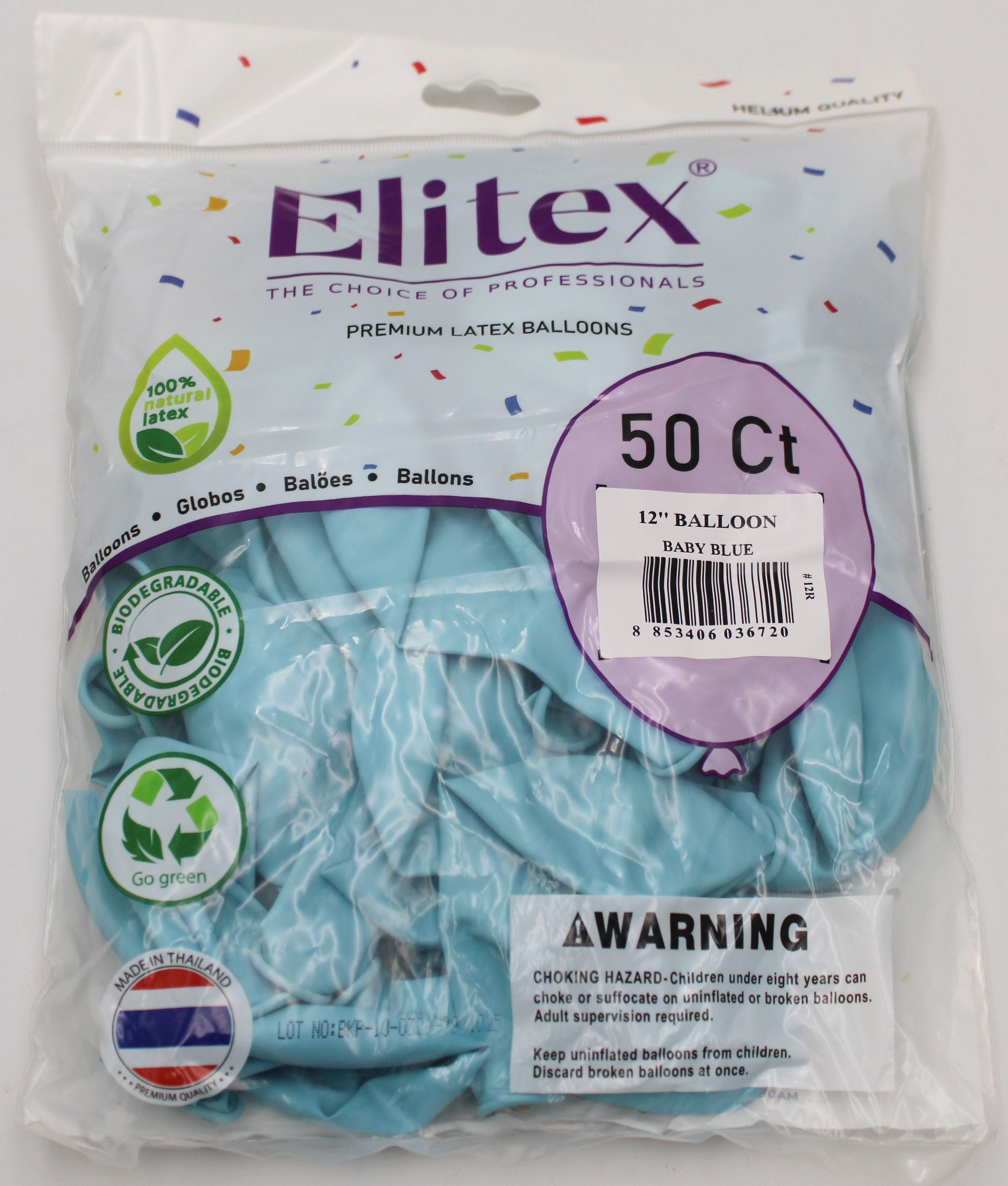 ELITEX 12" PASTEL BABY BLUE ROUND BALLOON, 50 PACK