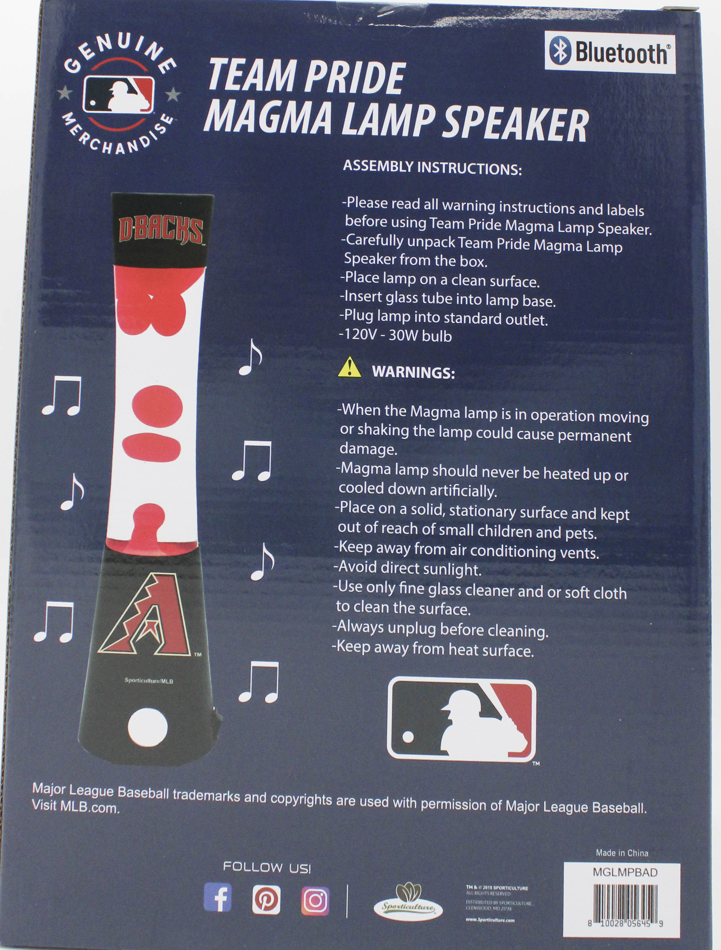 MLB ARIZONA DIAMONDBACKS LAVA LAMP SPEAKER 16.5"