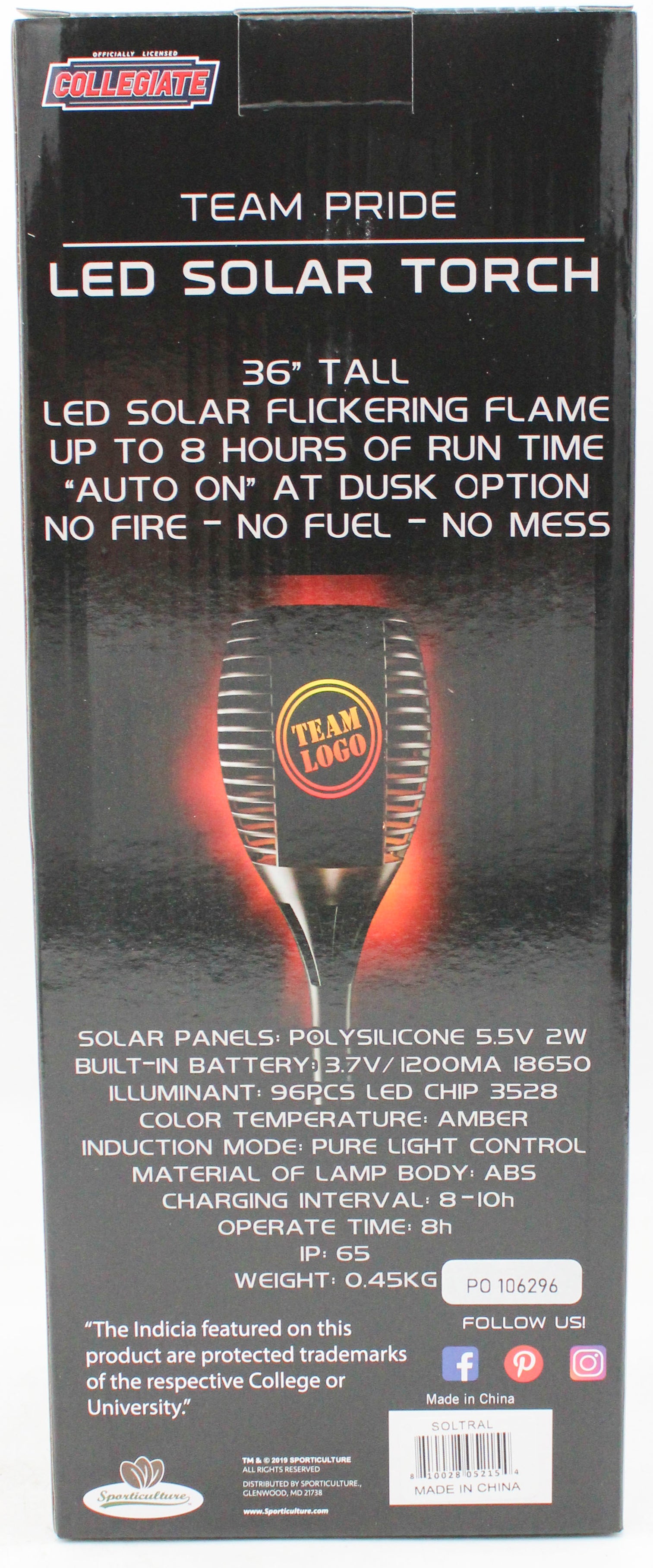 NCAA ALABAMA CRIMSON TIDE LED SOLAR TORCH 36"