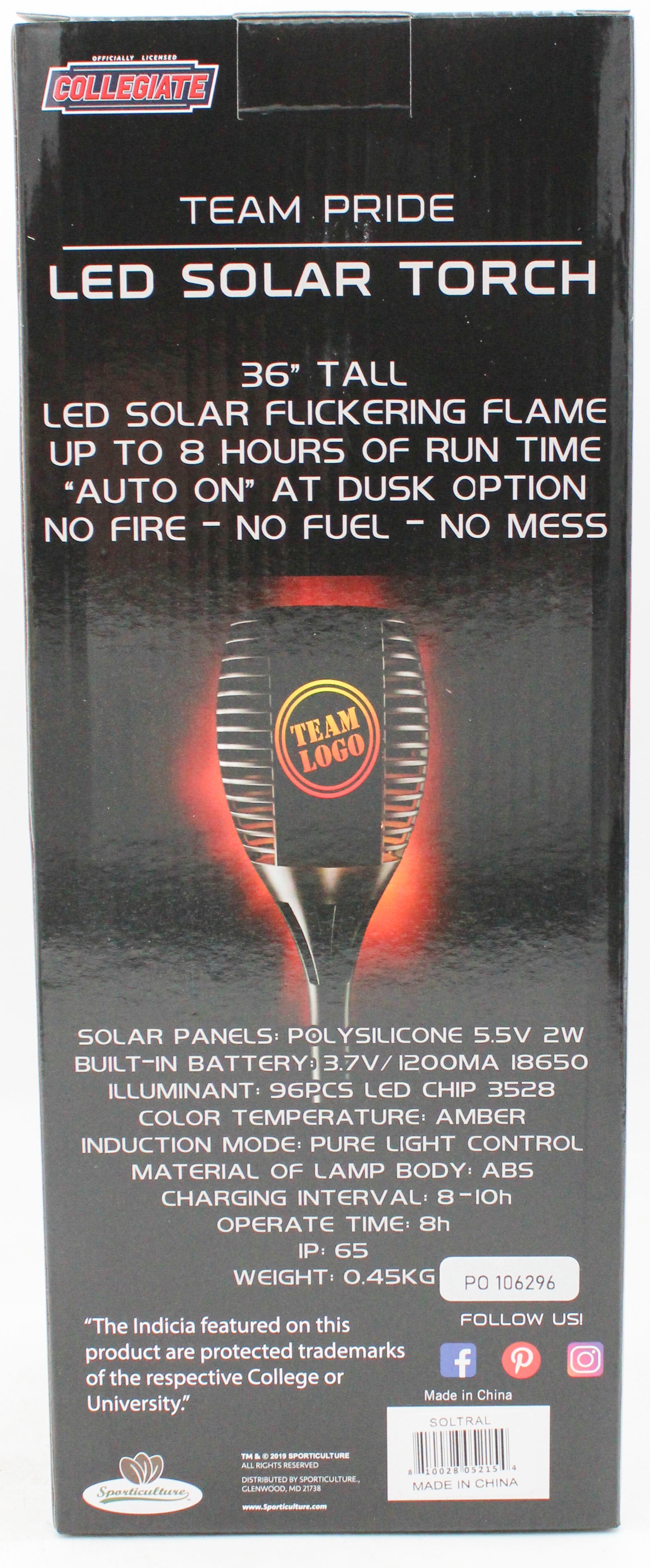 ALABAMA CRIMSON TIDE LED SOLAR TORCH 36"