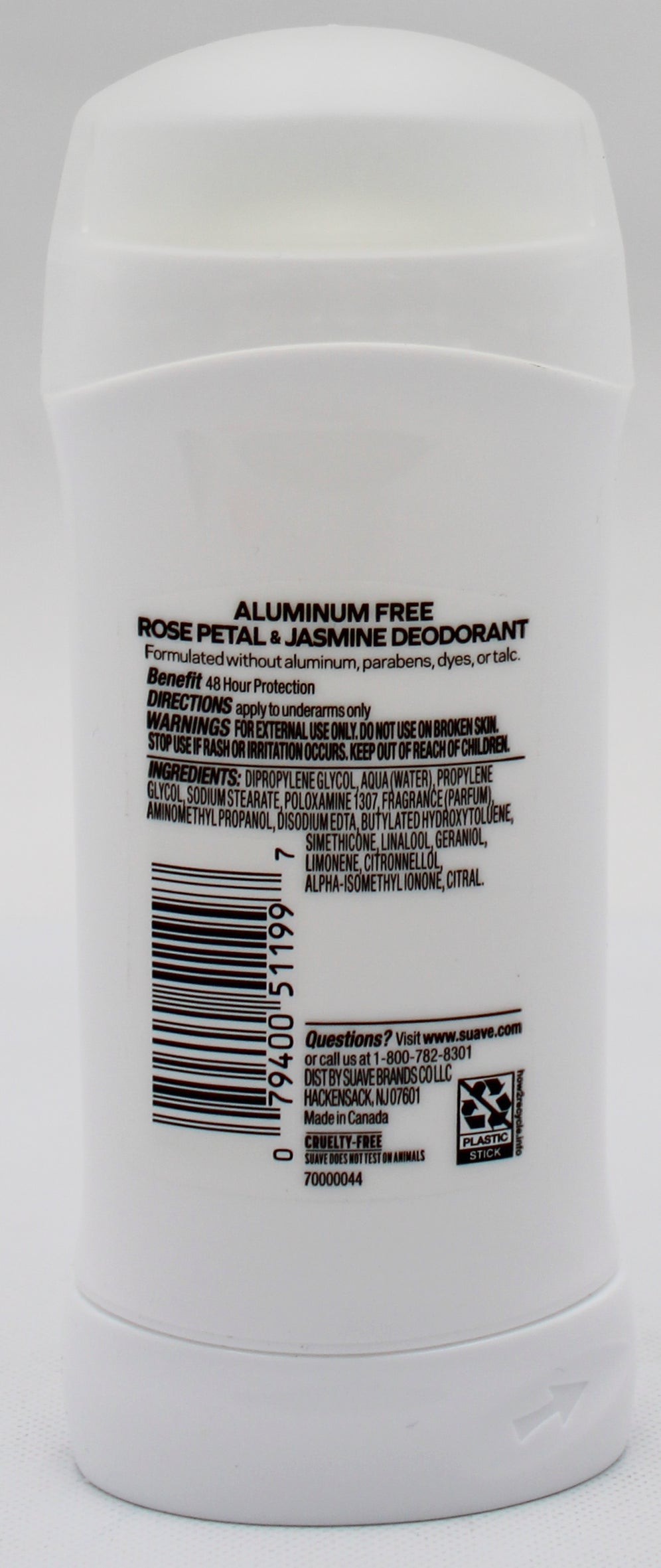 SUAVE DEODORANT ROSE PETAL & JASMINE  2.6oz