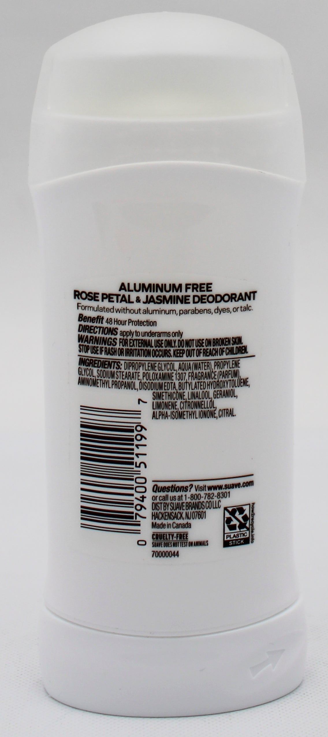 SUAVE DEODORANT ROSE PETAL & JASMINE  2.6oz