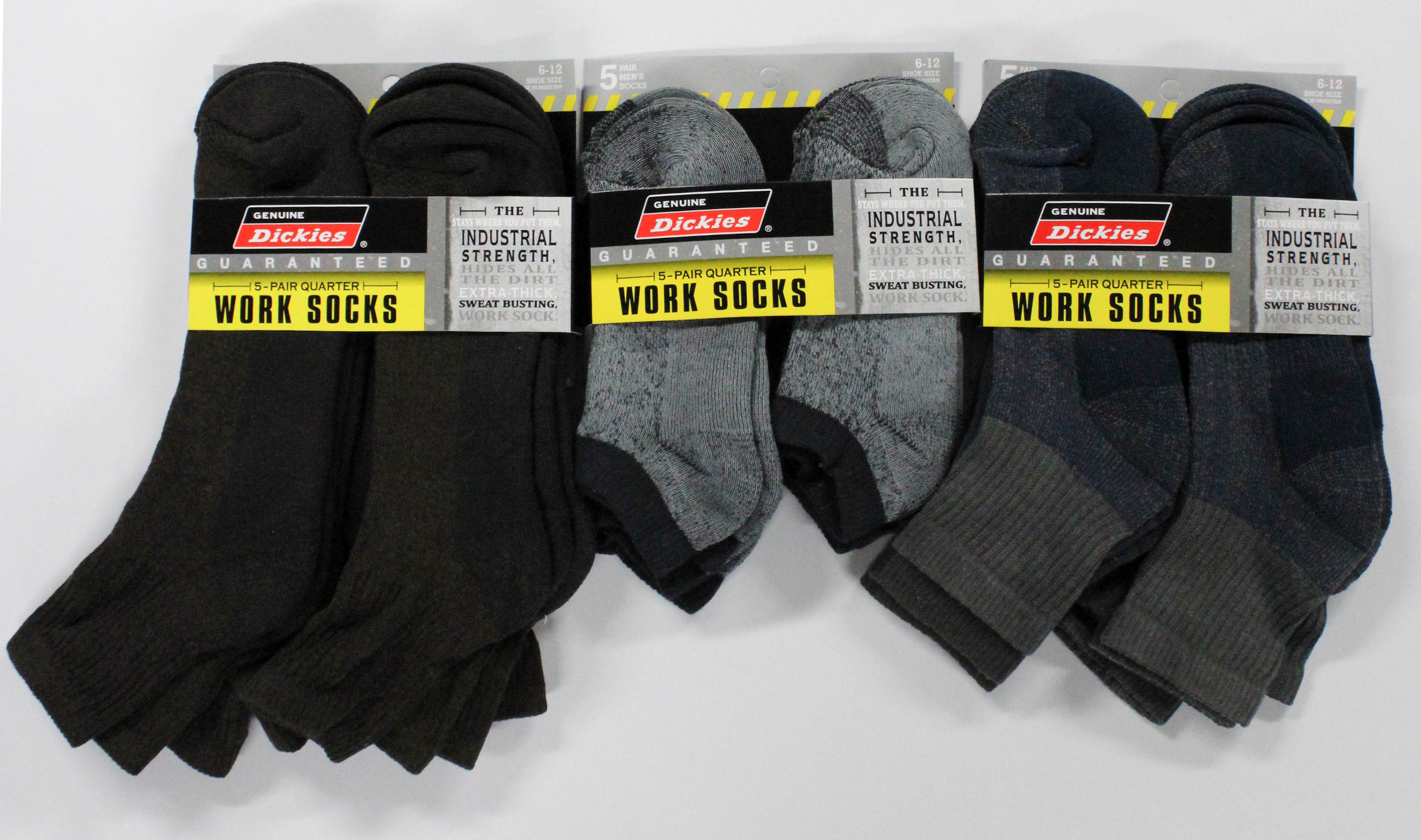 DICKIES MEN QUARTER SOCKS 5PK - ASSORTED (SHOE SIZE 6-12) NI