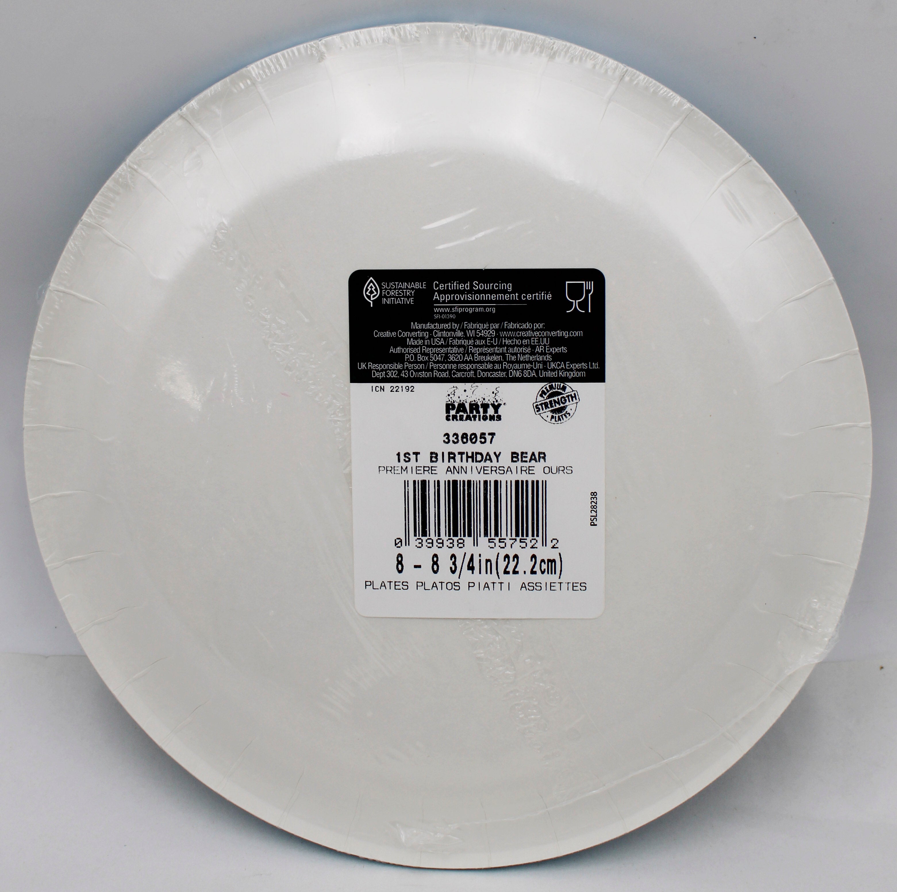 9" PAPER DINNER PLATE 8CT 1ST BIRTHDAY BEAR