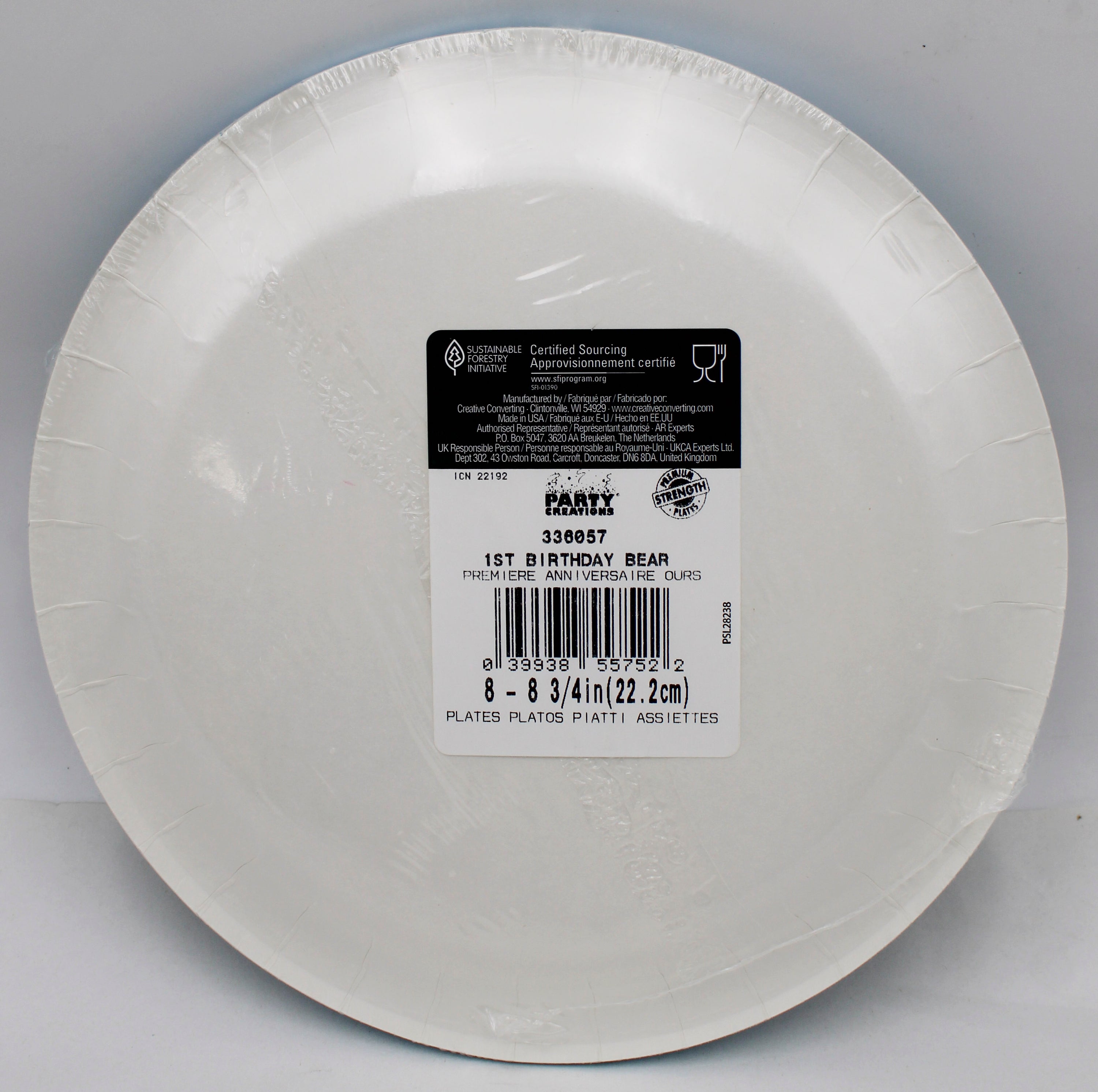 9" PAPER DINNER PLATE 8CT 1ST BIRTHDAY BEAR