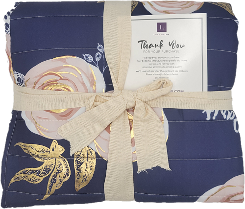 LUSH DECOR MICROFIBER QUILTED THROW 50"x60" VINTAGE PARIS ROSE BUTTERFLY PP$110.00 NO AMAZON