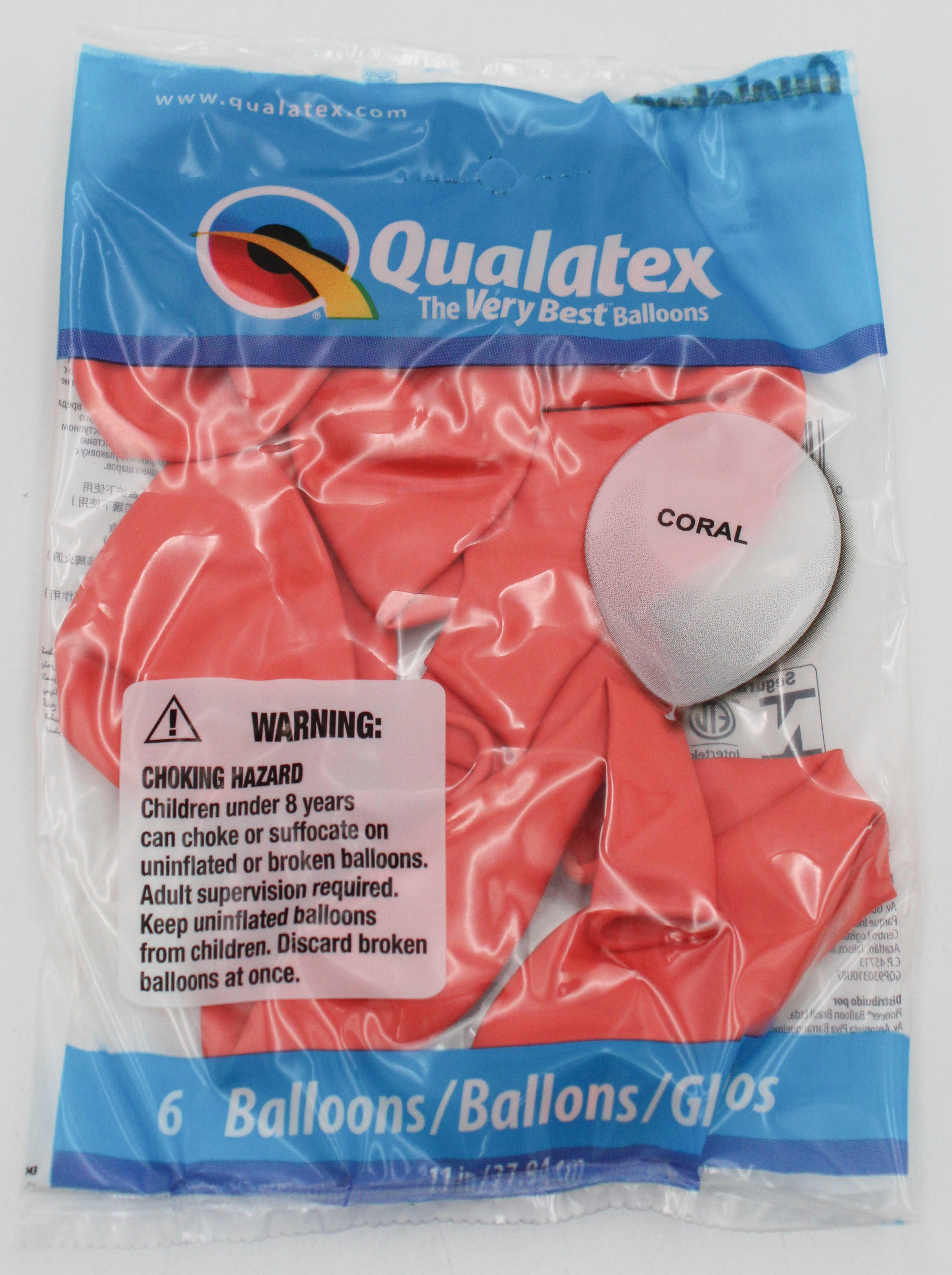 QX 11" R PARTY BALLOON 6CT CORAL