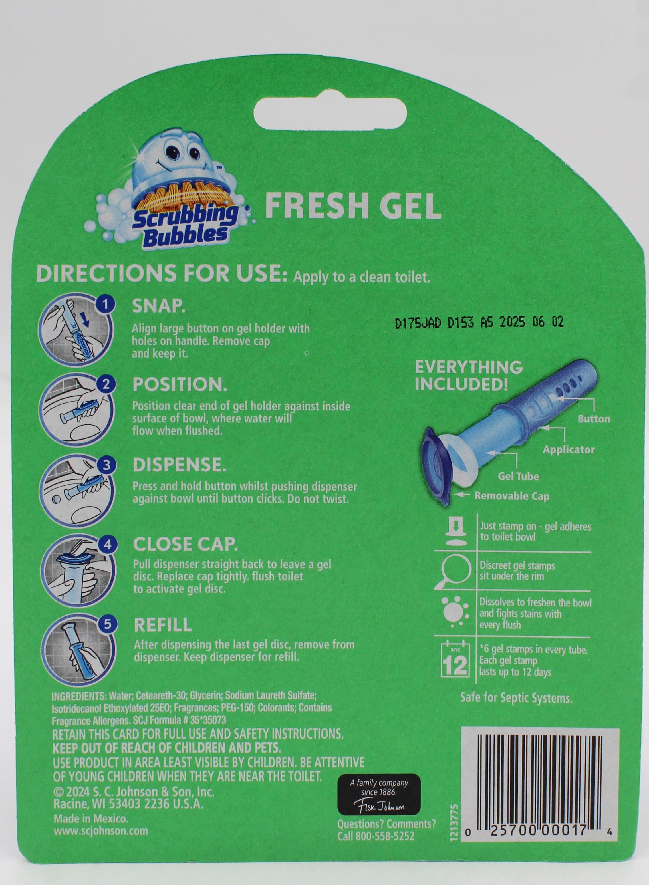 SCRUBBING BUBBLES TOILET CLEANING DISPENSER W/ 12 STAMPS RAIN SHOWER US
