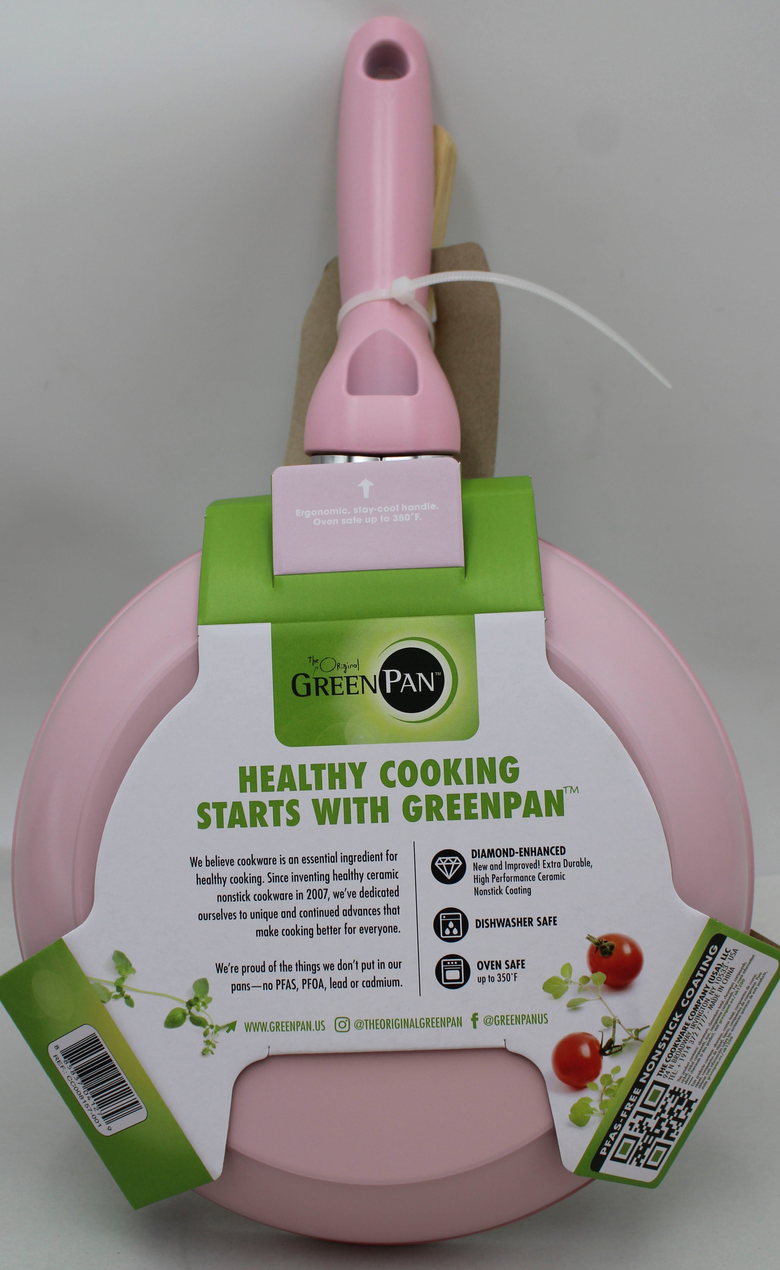 GREENPAN RIO CERAMIC NS 8'' FRY PAN W/ SPATULA - PINK NI