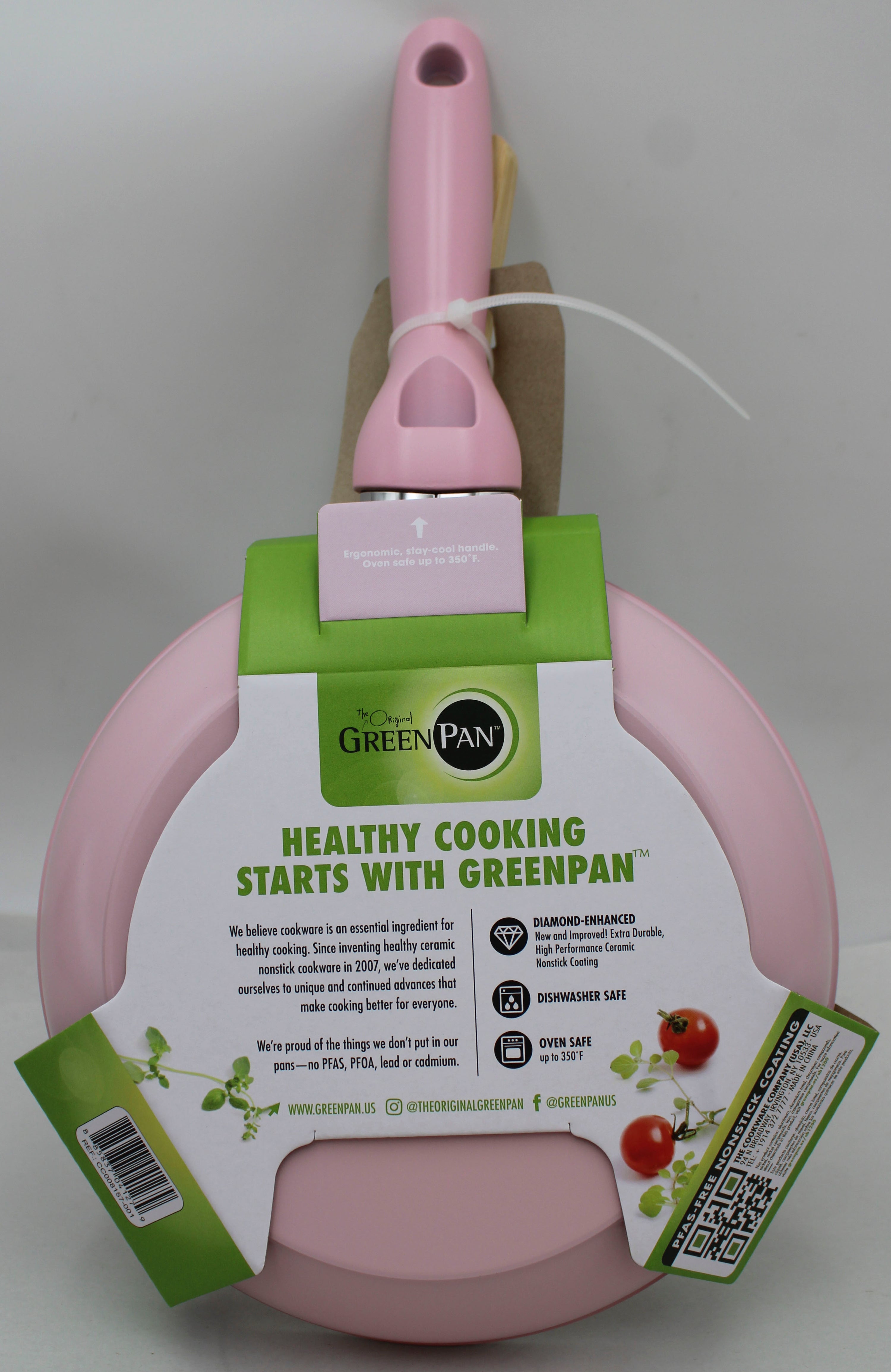 GREENPAN RIO CERAMIC NS 8'' FRY PAN W/ SPATULA - PINK NI