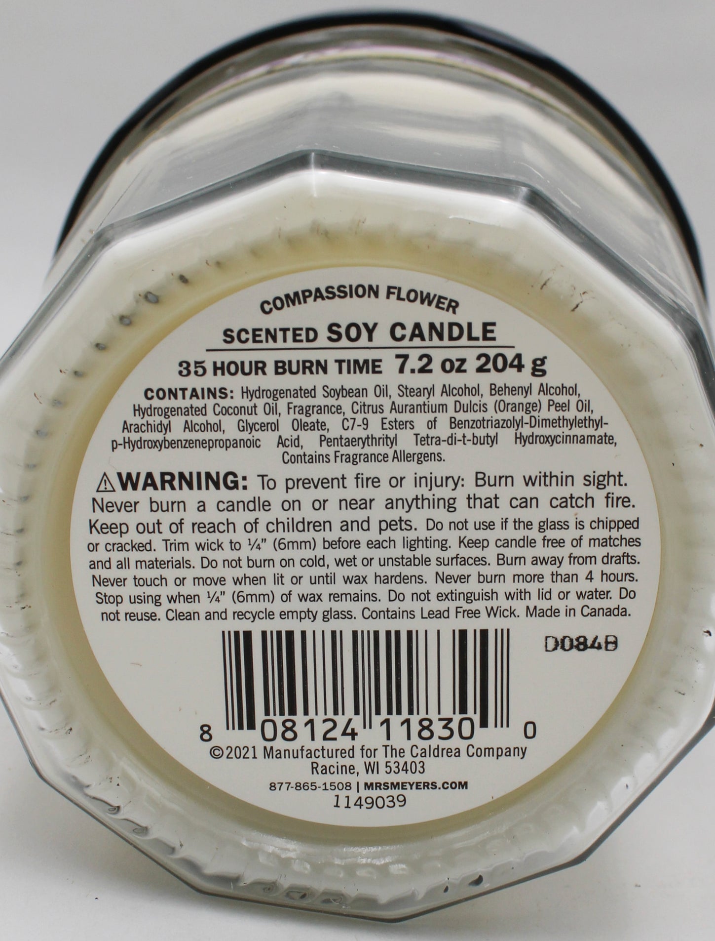MRS MEYERS CANDLE COMPASSION FLOWER 7.2oz