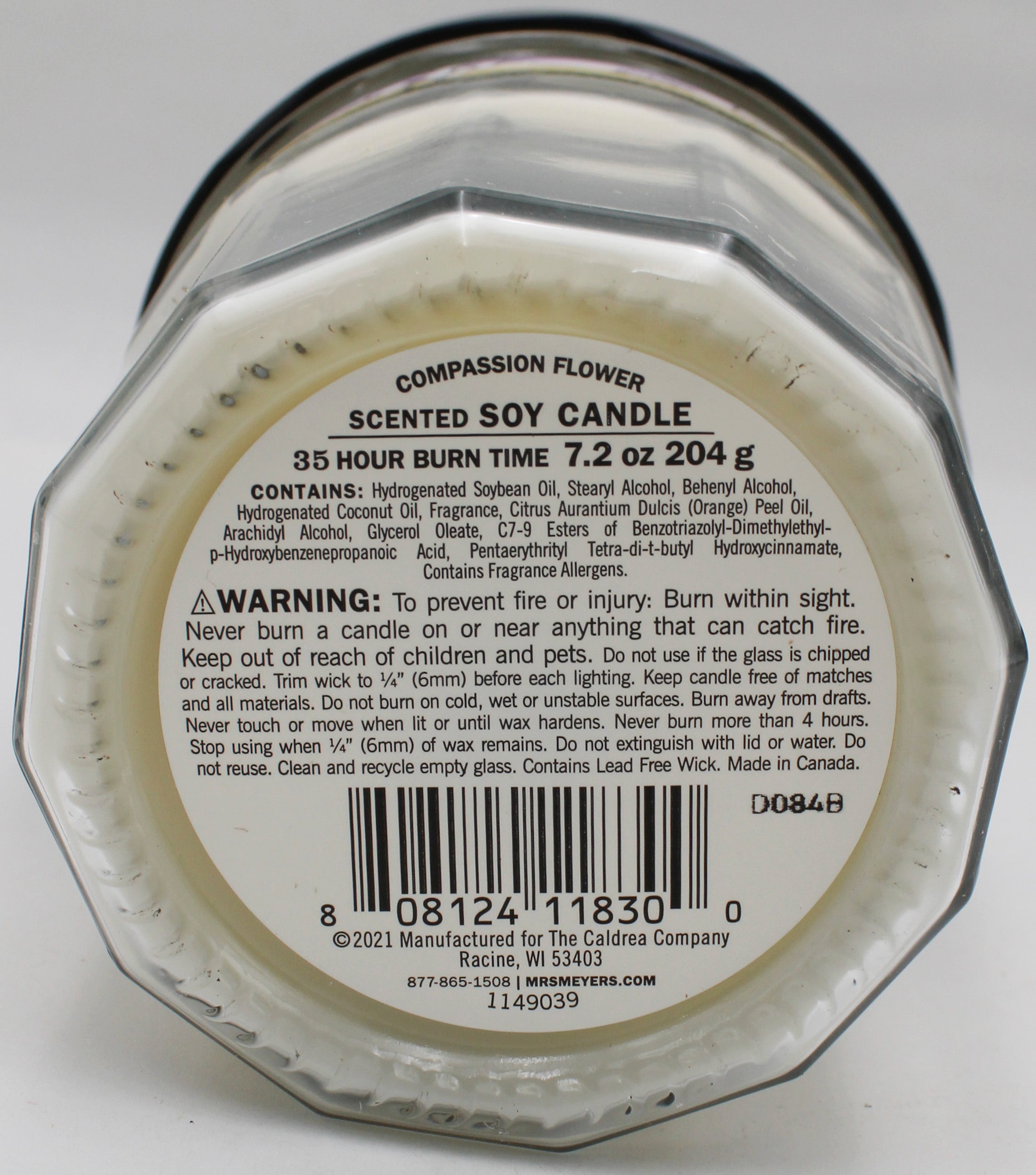 MRS MEYERS CANDLE COMPASSION FLOWER 7.2oz