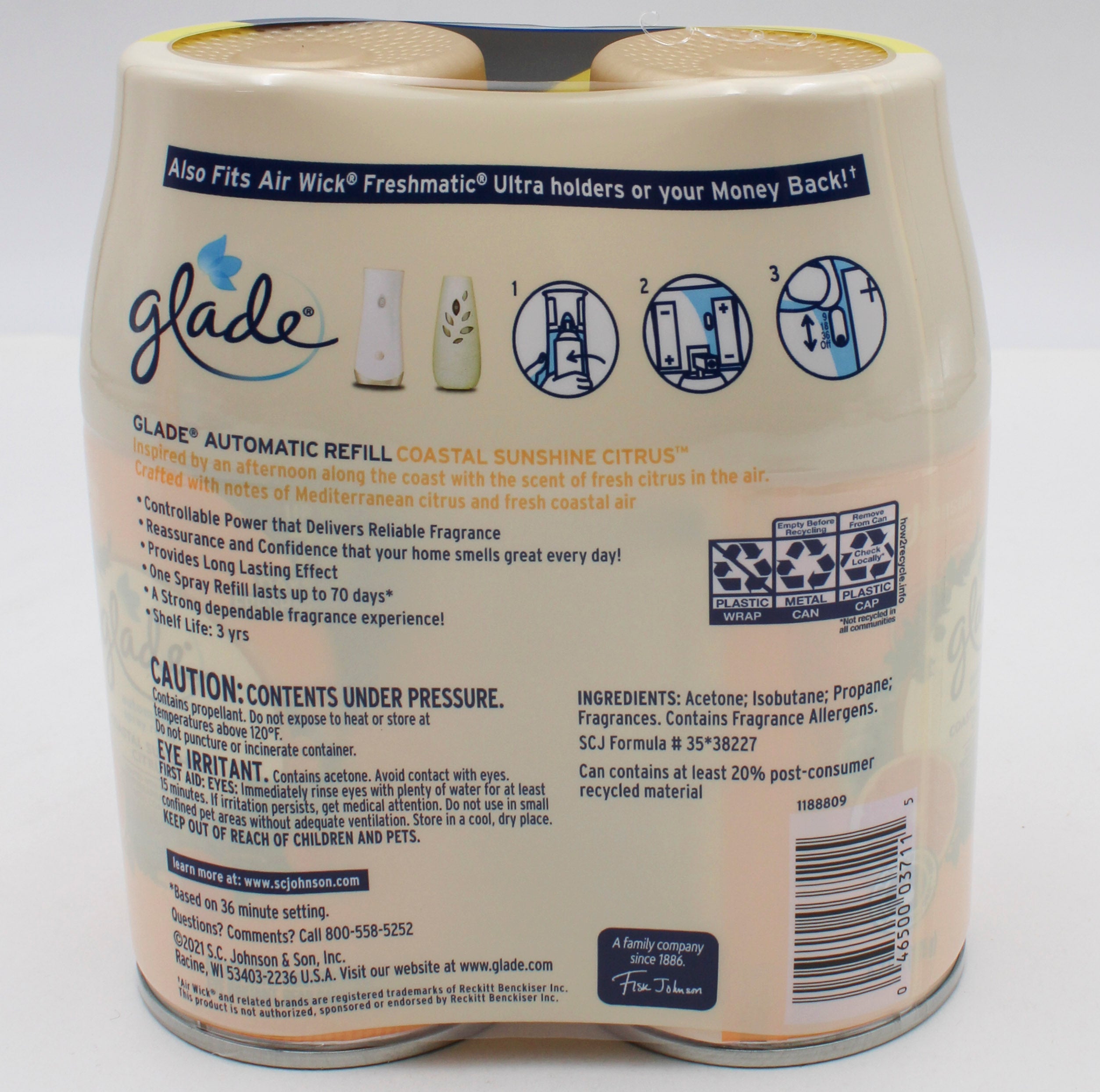 SP GLADE AUTOMATIC SPRAY CITRUS 2 REFILLS 6.2oz US