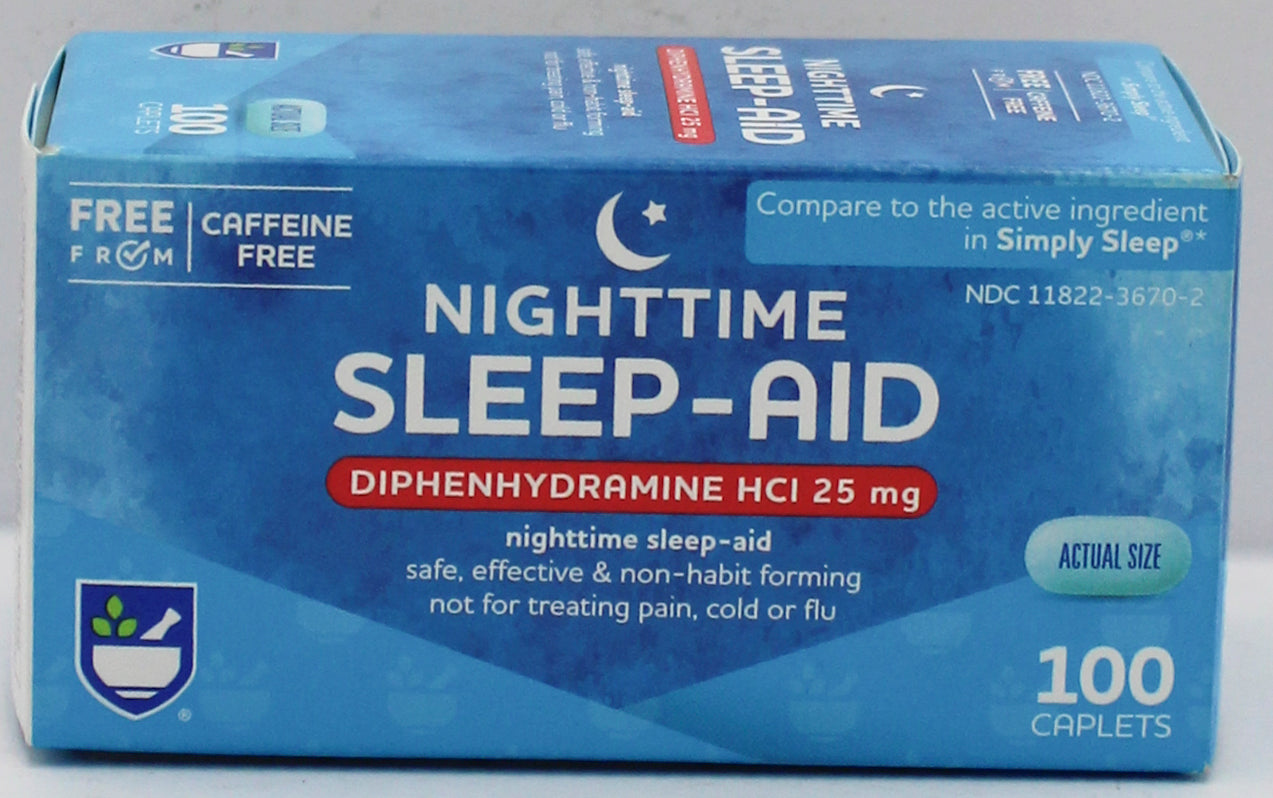 RITE AID NIGHTTIME SLEEP AID BLUE TABLETS 100ct EXP 2/15/2027