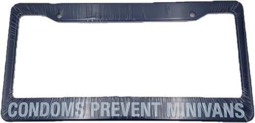 CONDOMS PREVENT MINIVANS LICENSE PLATE COVER