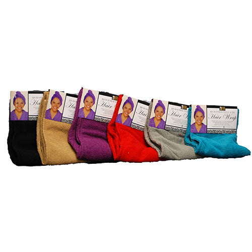 TWIST TIE HAIR WRAP MICROFIBER - ASST COLORS.