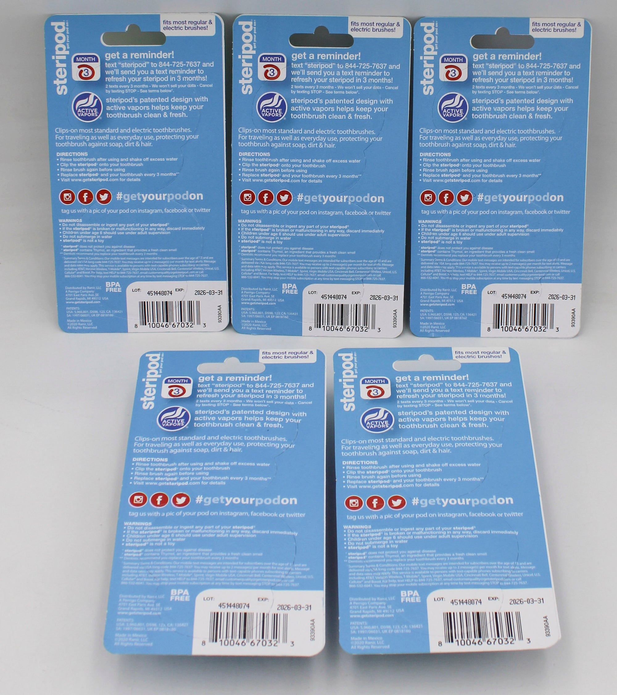 STERIPOD TOOTHBRUSH COVERS 2ct PDQ DISPLAY NI