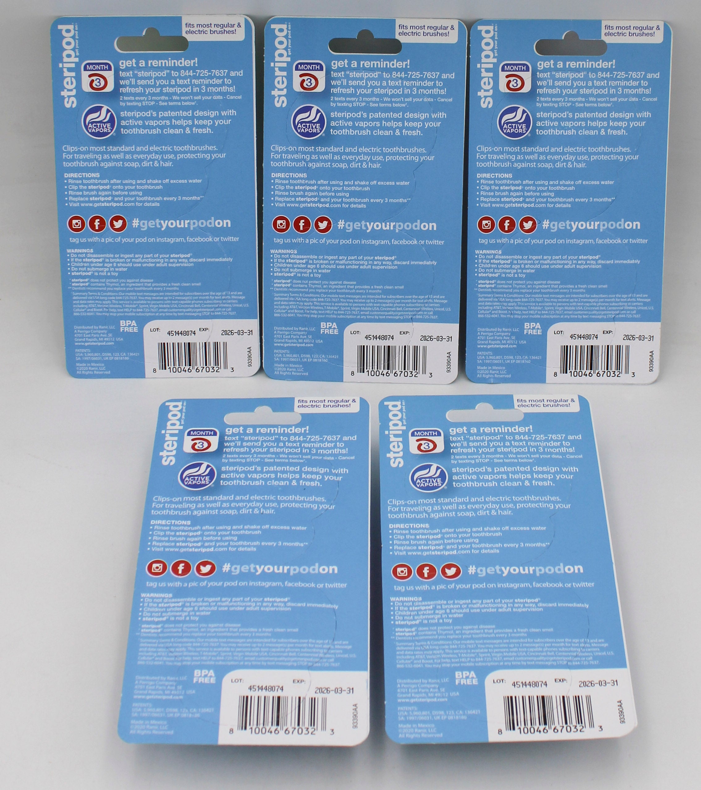 STERIPOD TOOTHBRUSH COVERS 2ct PDQ DISPLAY NI