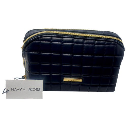 QUILTD TRPLE ZIP CLUTCH-NVY BLUE/NI