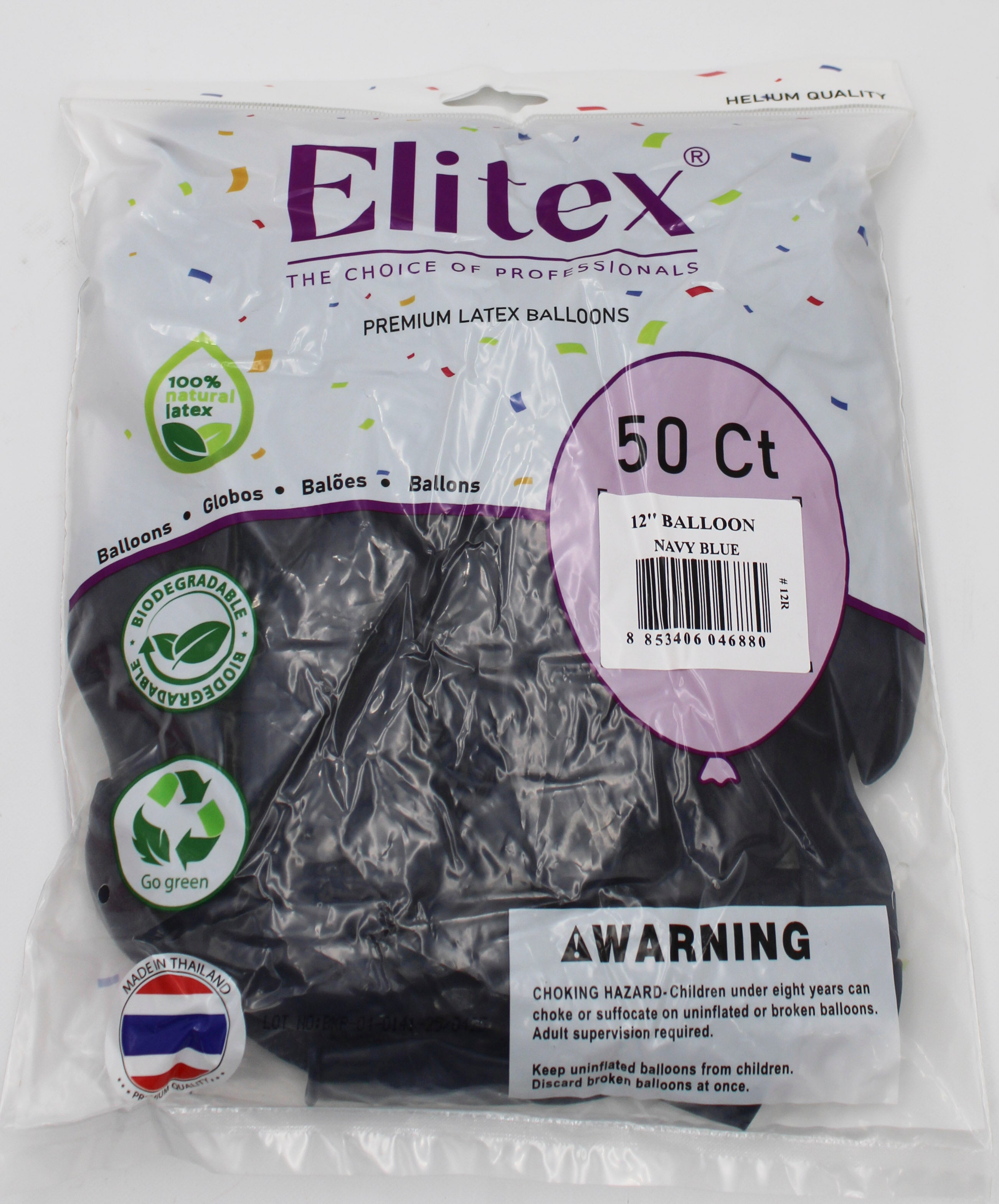 ELITEX 12" NAVY BLUE ROUND BALLOON, 50 PACK