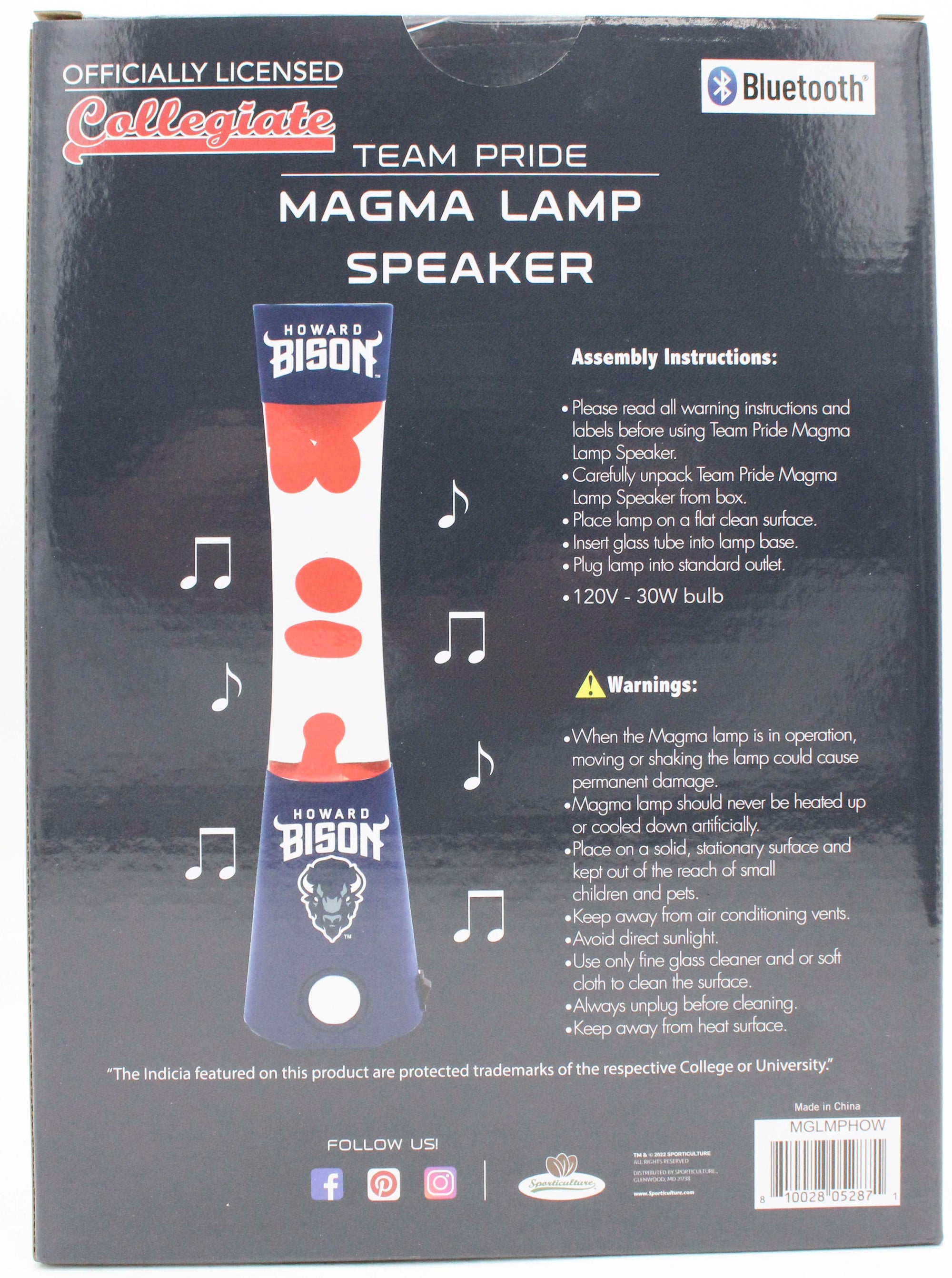 HOWARD BISONS LAVA LAMP SPEAKER 16.5"