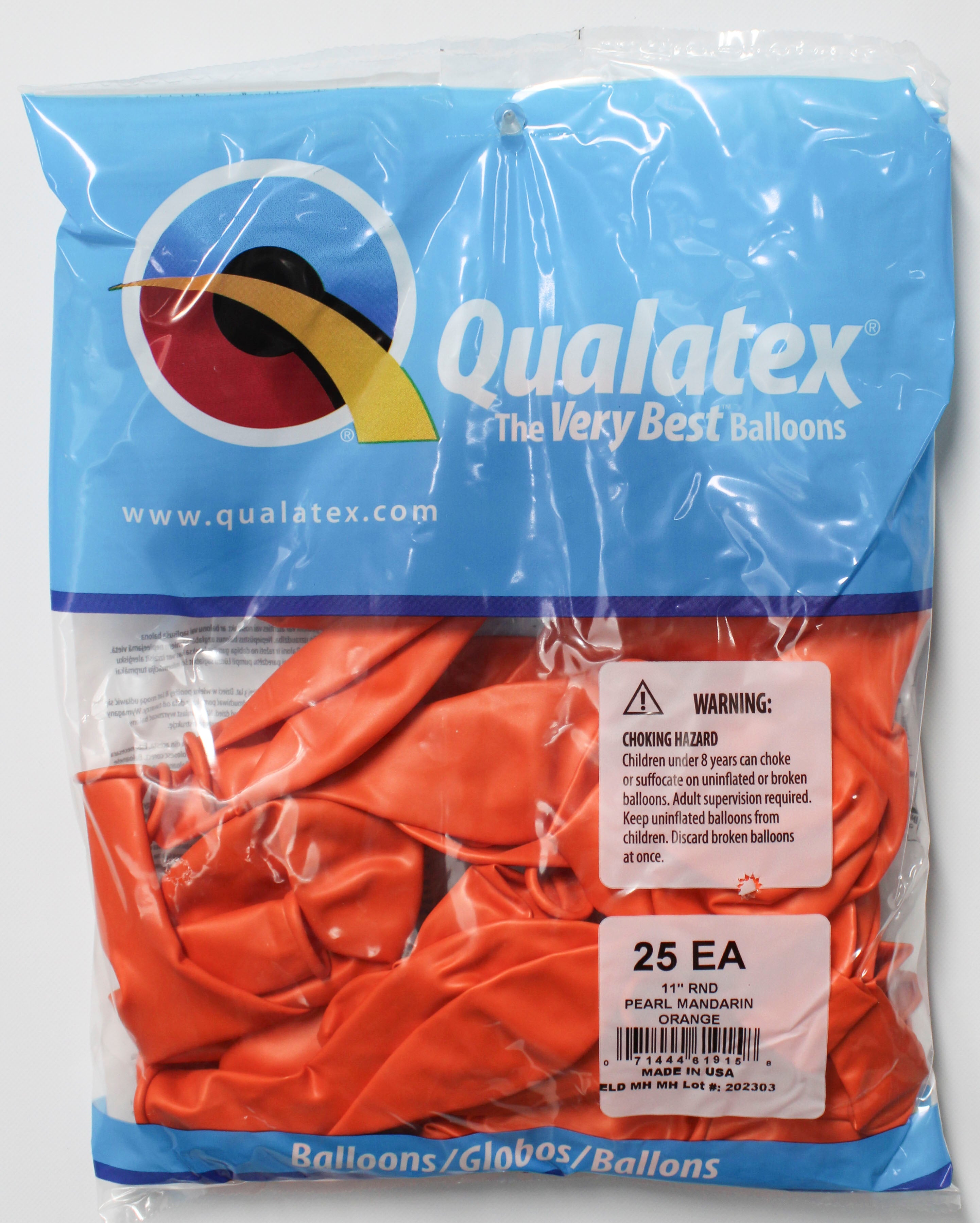 11" Round Latex Balloons Mandarin Orange 25-Pack