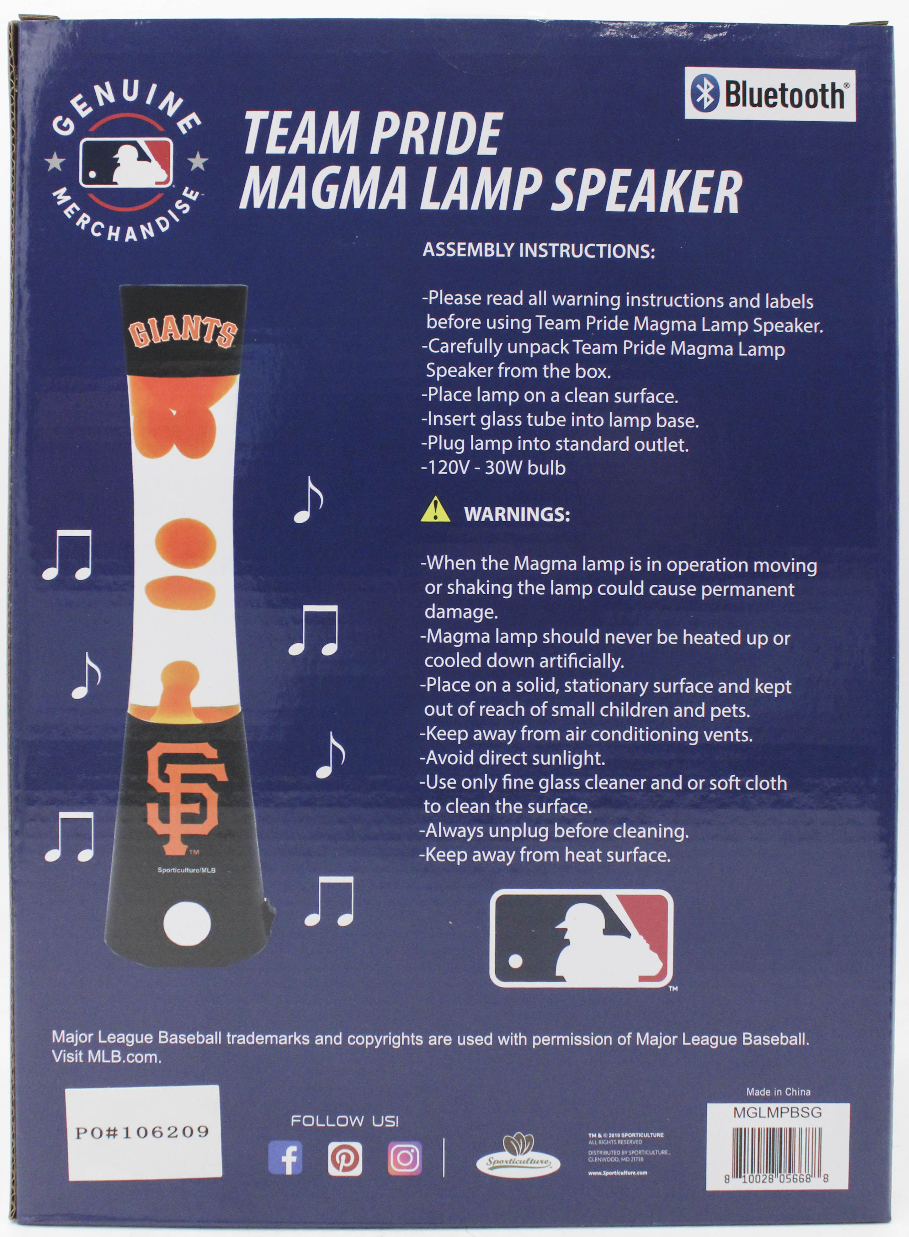 MLB SAN FRANCISCO GIANTS LAVA LAMP SPEAKER 16.5"