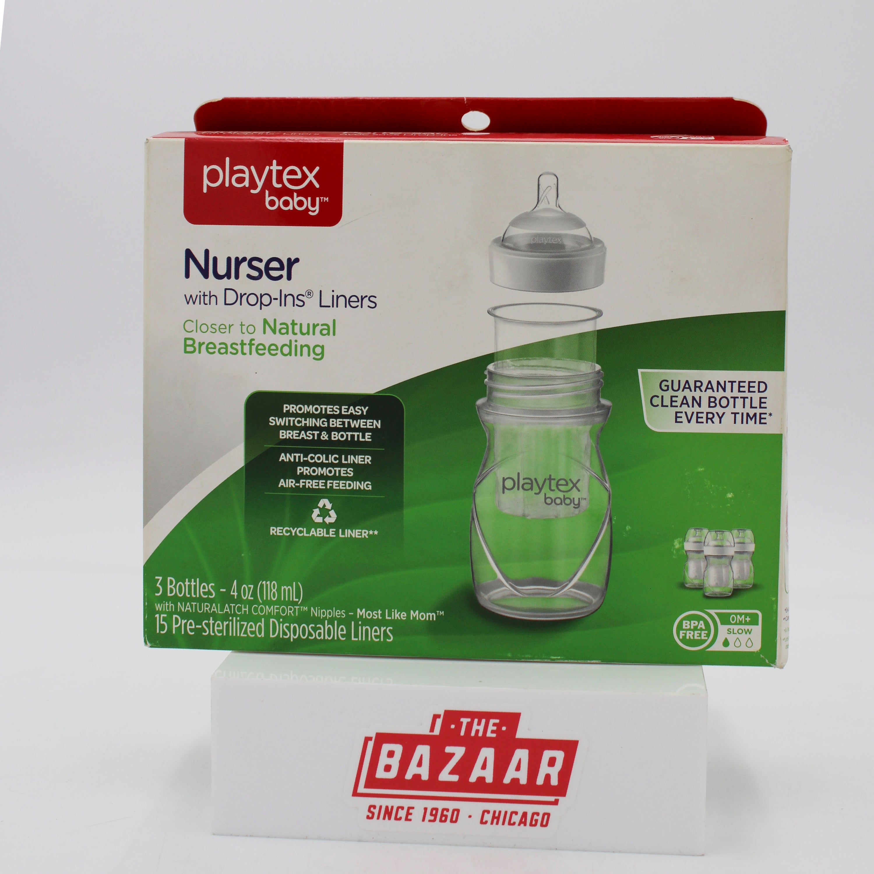 SP PLEYTEX BABY NURSER NATURA W/ DROP-INS LINERS  3BOTTLES 4oz  NI