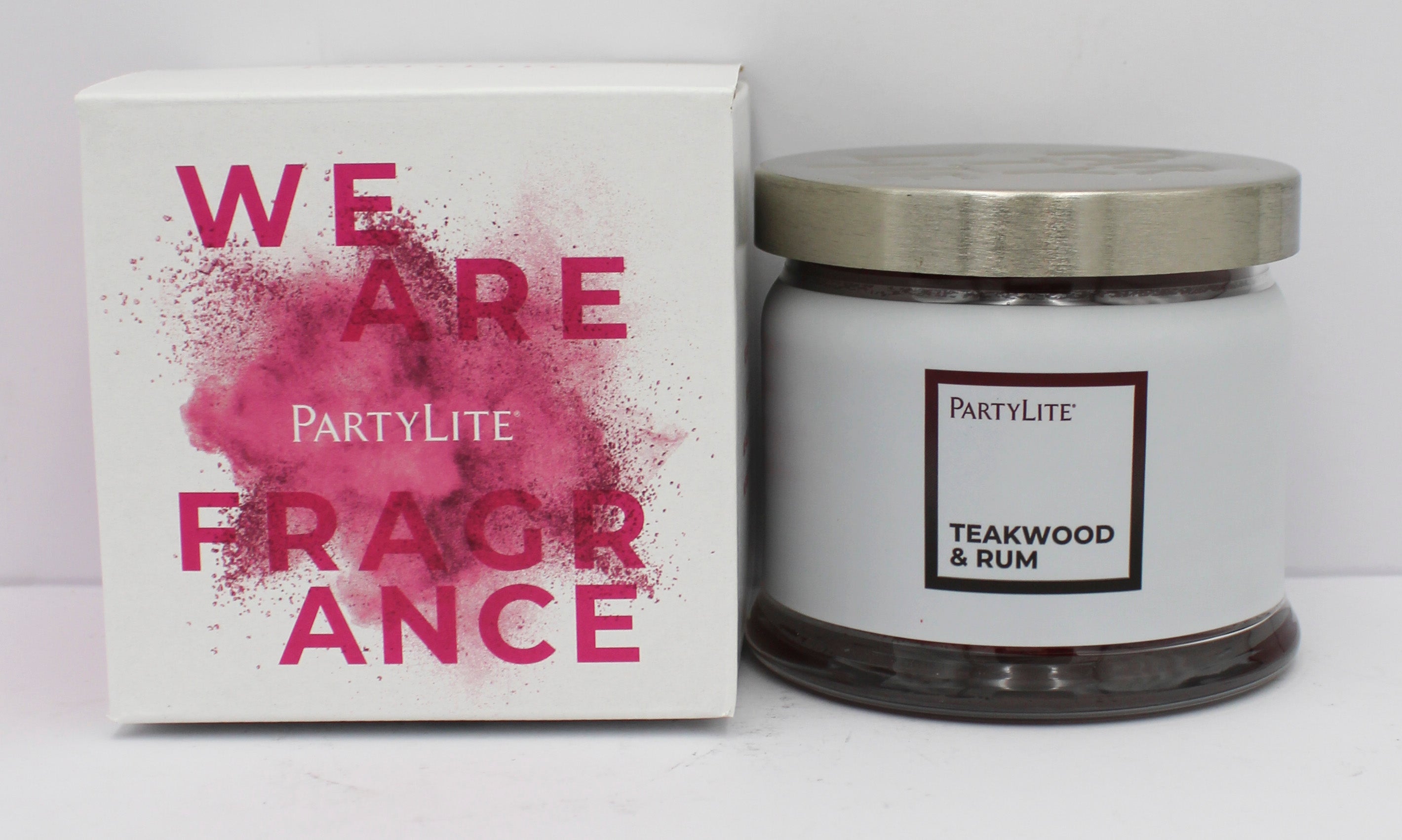 PARTYLITE TEAKWOOD & RUM 3-WICK JAR CANDLE 13.2oz