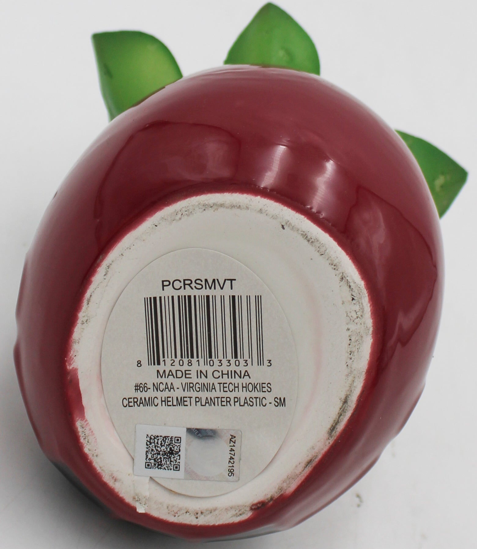 OFFICIALLY LICENCED VIRGINIA TECH HOKIES SMALL CERAMIC HELMET - WITH FAUX SUCCULENT