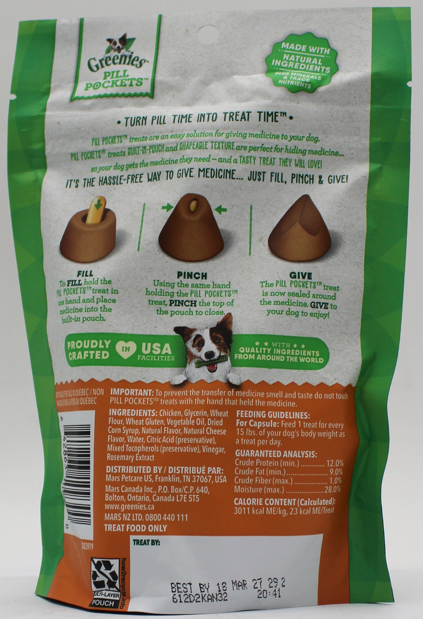 GREENIES PILL POCKETS CHEESE FLAVOR LARGE CAPSULE SIZE SOFT DOG TREATS 7.9 OZ (30 PK) BB 3/1/2027