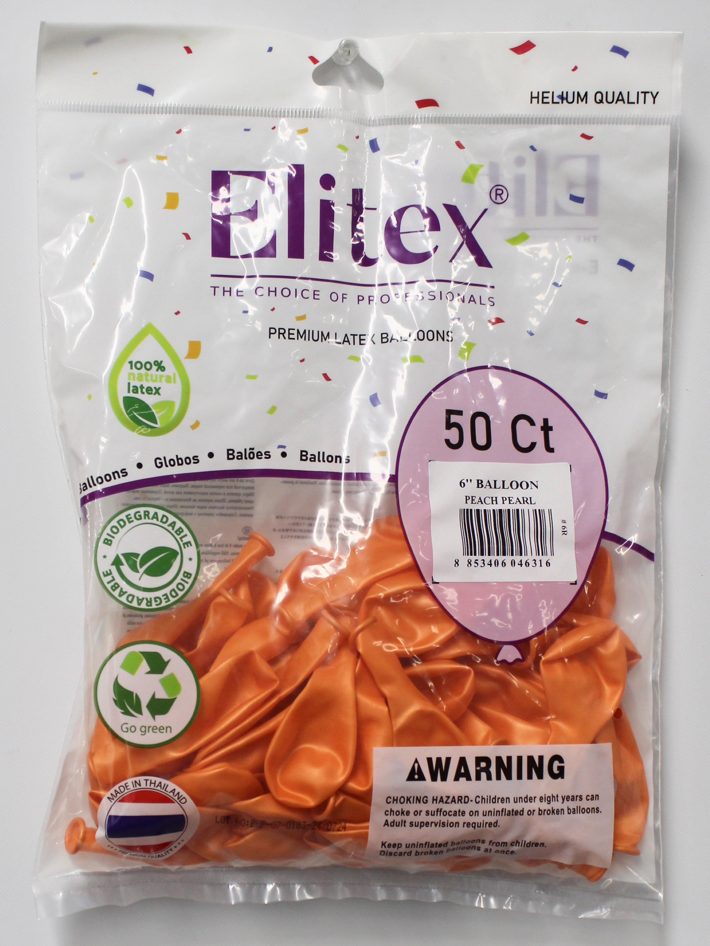ELITEX 6" PEACH PEARL ROUND BALLOON, 50 PACK