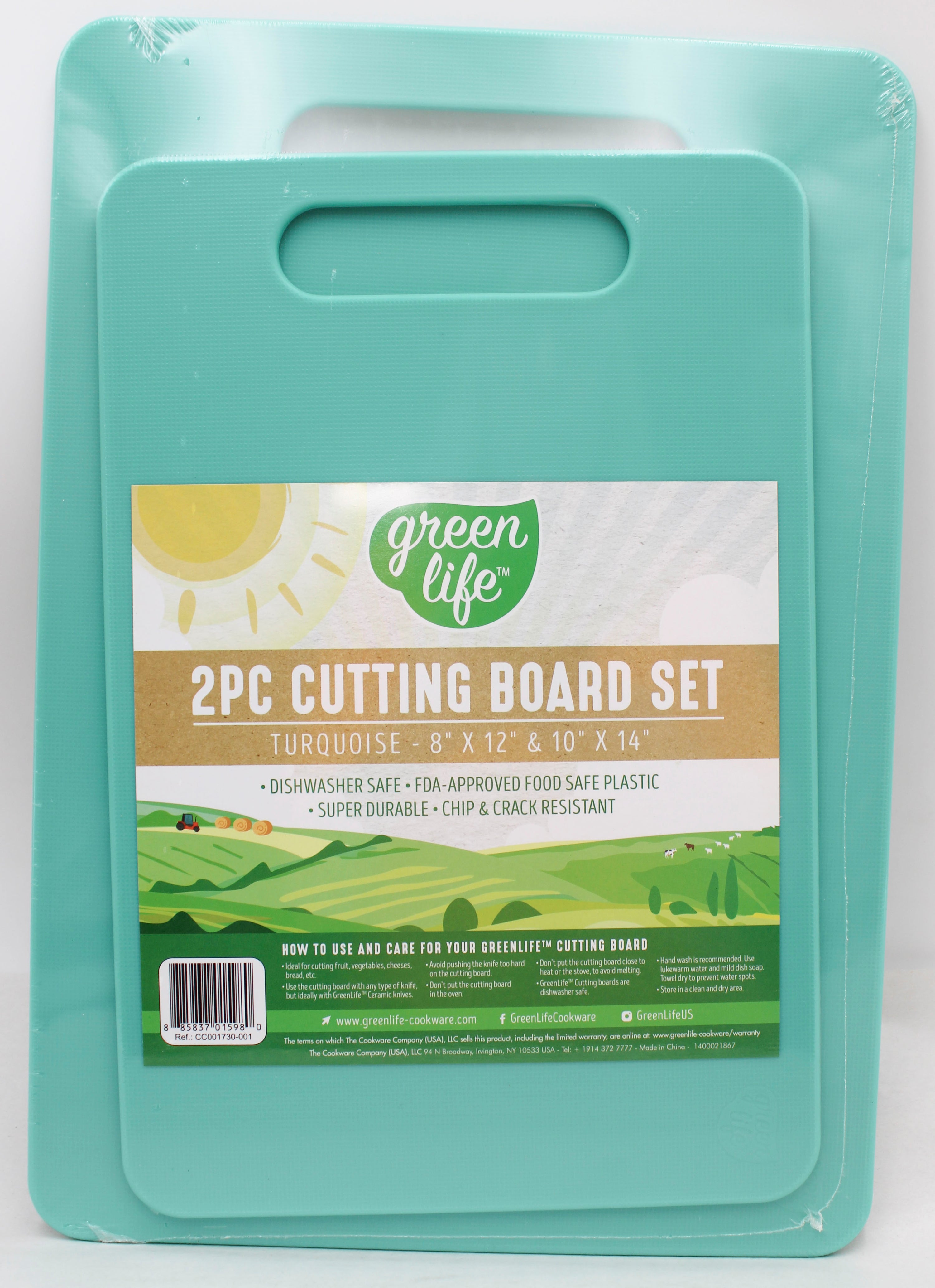 GREENLIFE CUTTING BOARD SET - 8x12'' & 10x14'' - TURQUOISE NI