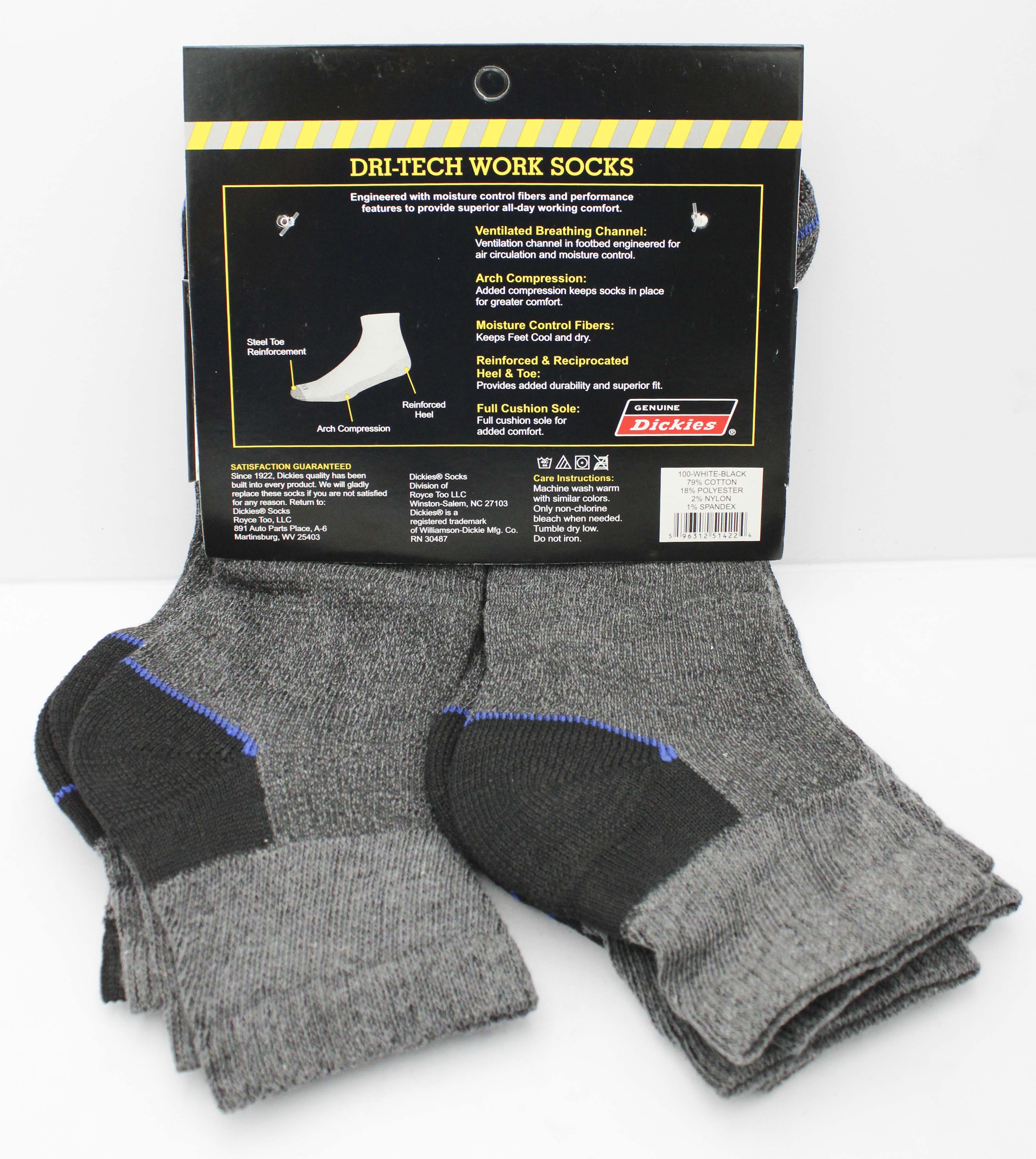 DICKIES MEN QUARTER SOCKS 5PK - GRAY/BLUE (SHOE SIZE 6-12) NI