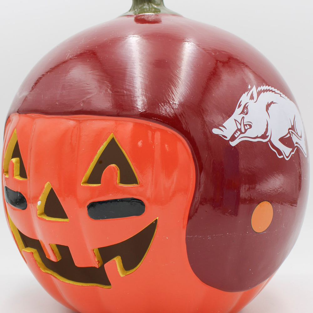 ARKANSAS RAZORBACKS CERAMIC PUMPKIN HELMET 10"