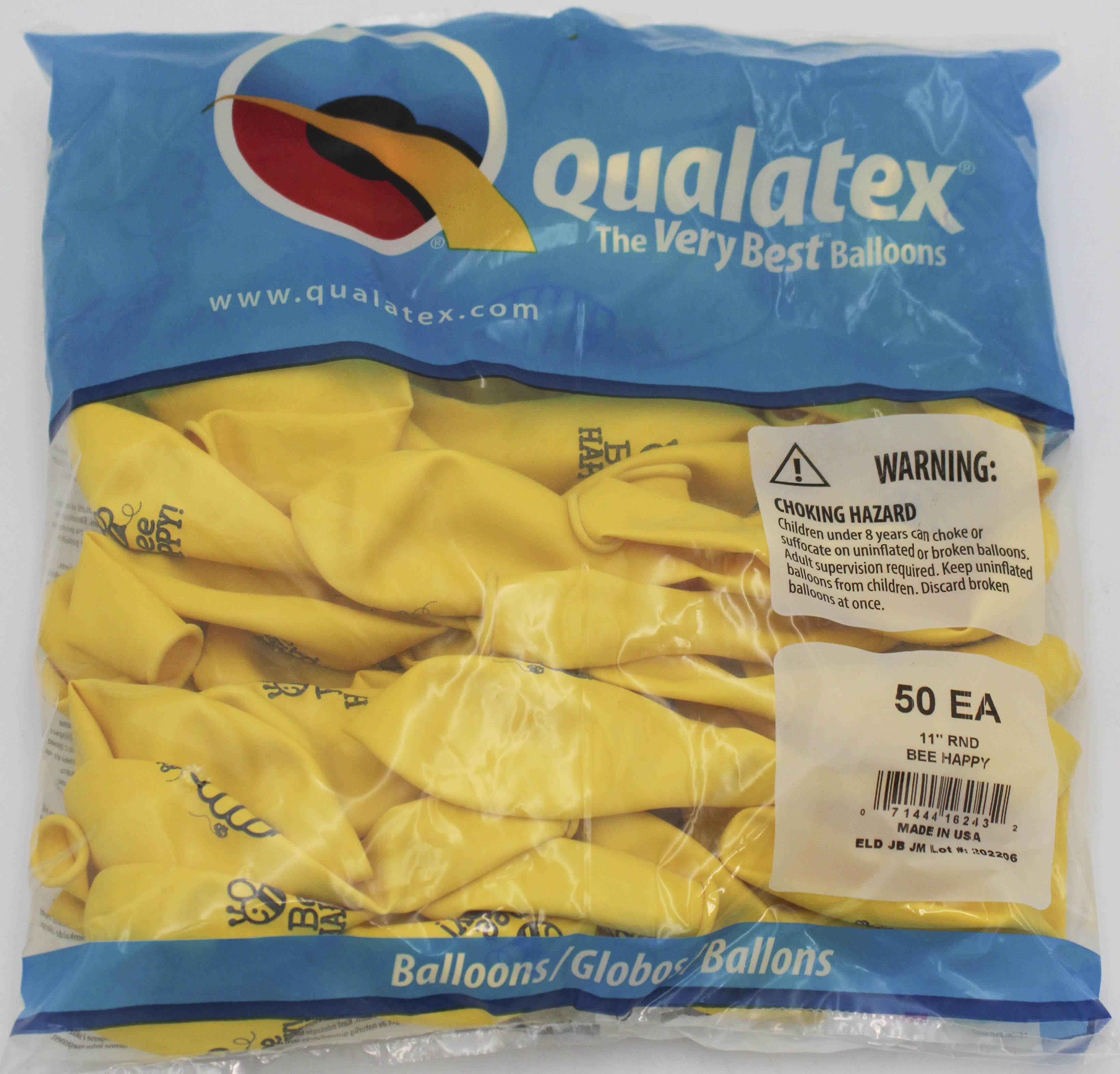 11" ROUND QX LATEX BALLOON YELLOW 50CT BEE HAPPY