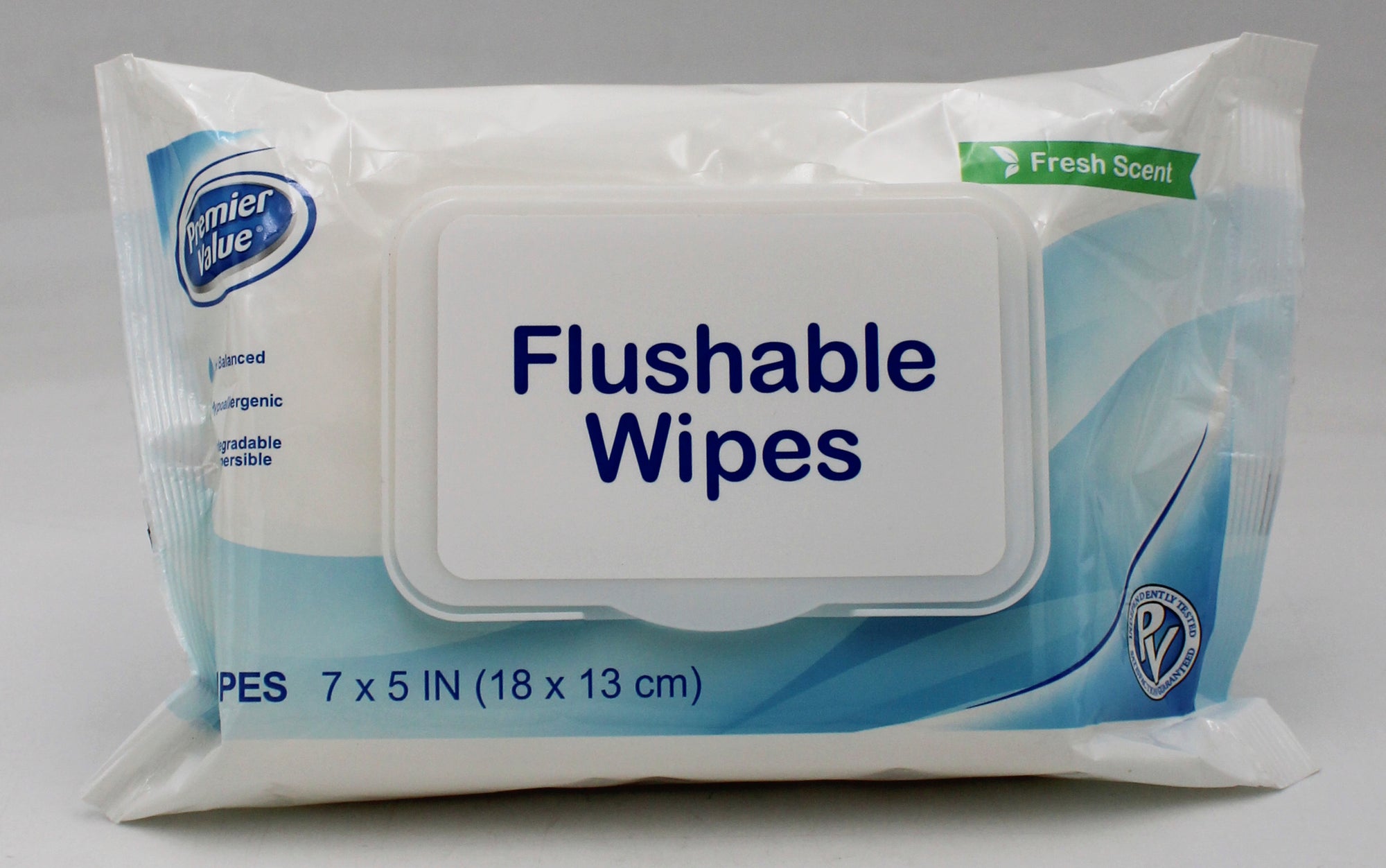 PREMIER VALUE FLUSHABLE WIPES FRESH SCENT 42ct REFILL W/ LID EXP 1/2026 NI