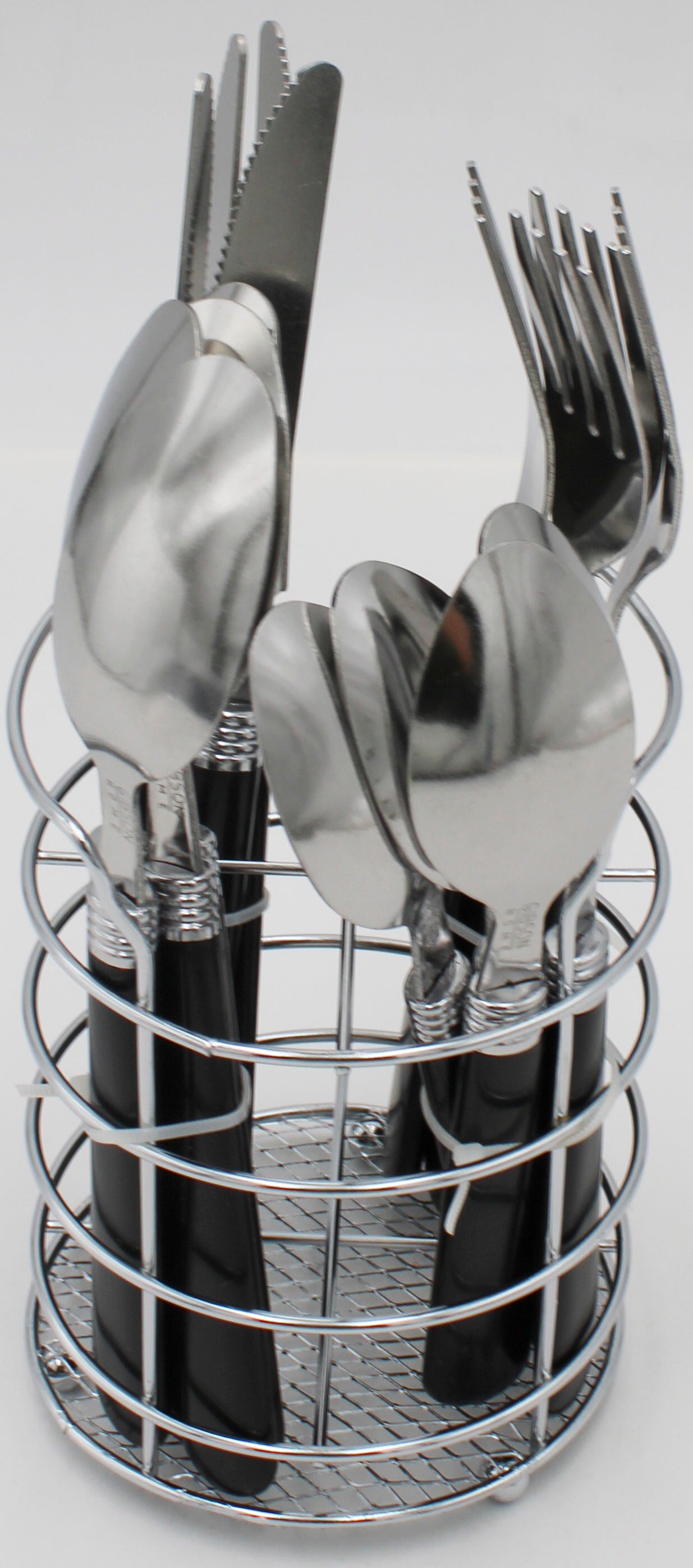 GIBSON EVERYDAY STAINLESS STEEL FLATWARE SET - BLACK 16pc NI