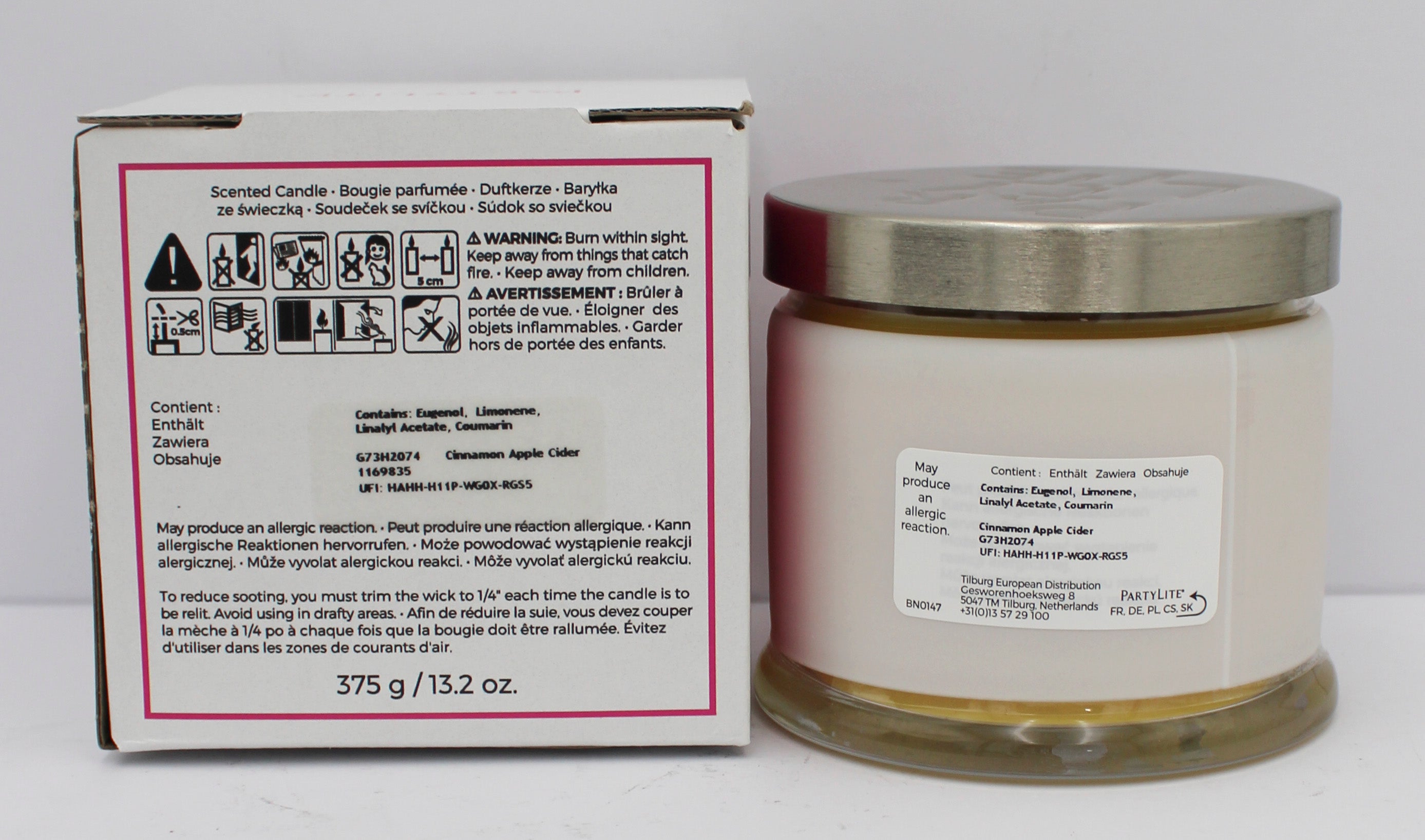 PARTYLITE CINNAMON APPLE CIDER 3-WICK JAR CANDLE 13.2oz